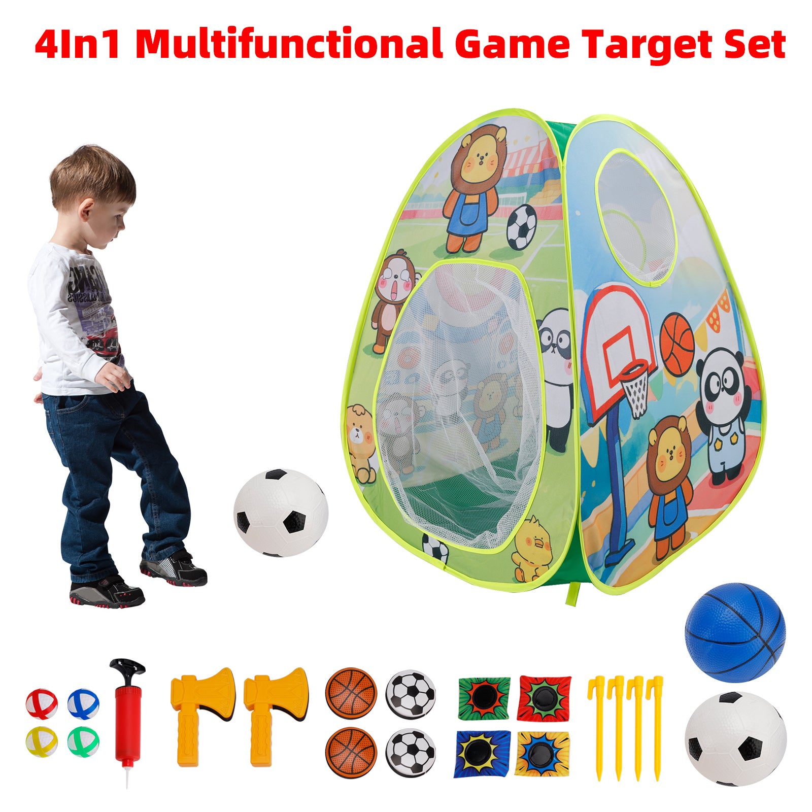 4In1 Multifunctional Game Target Set Play Football,Basketball,Bean Bag,Fly Ball