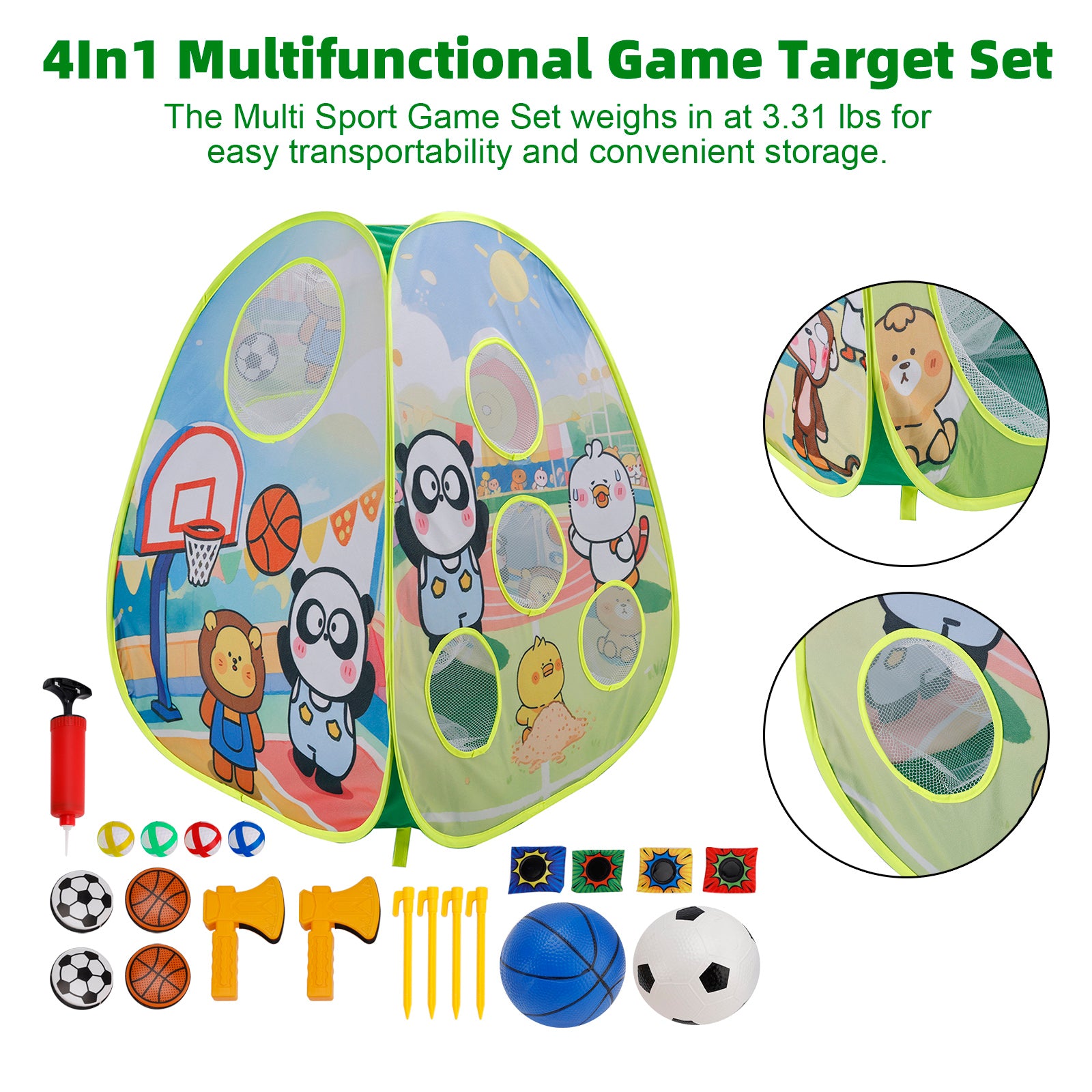4In1 Multifunctional Game Target Set Play Football,Basketball,Bean Bag,Fly Ball
