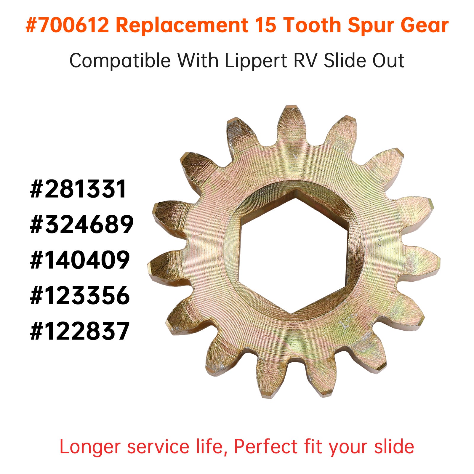 700612 Replace 15 Tooth Spur Gear 10 DP/20 PA for Lippert RV Slide Out Systems