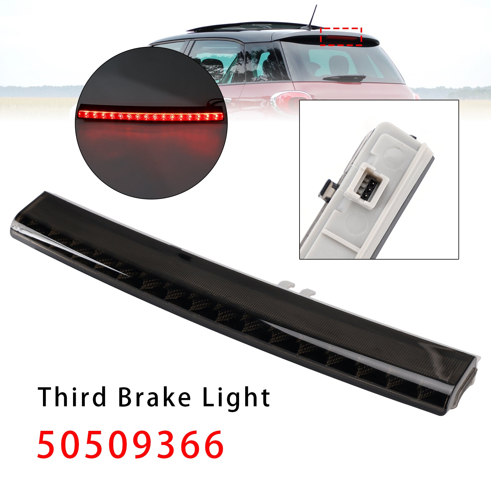 Black Rear Third Brake Light Center For Alfa Romeo Giulietta Fiat 500L 2012-2018