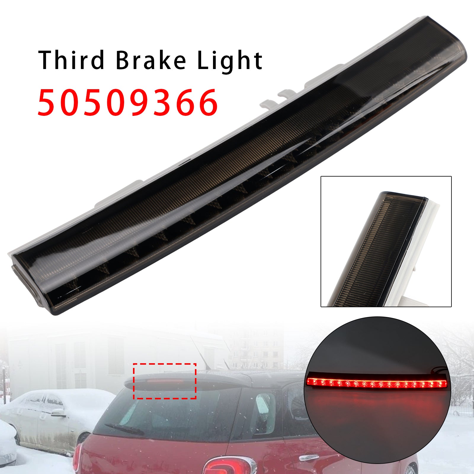 Black Rear Third Brake Light Center For Alfa Romeo Giulietta Fiat 500L 2012-2018