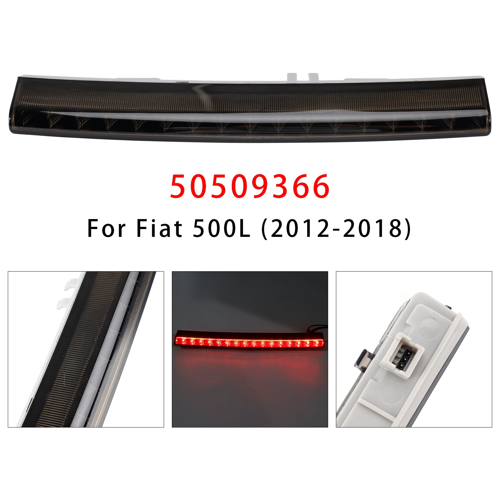 Black Rear Third Brake Light Center For Alfa Romeo Giulietta Fiat 500L 2012-2018