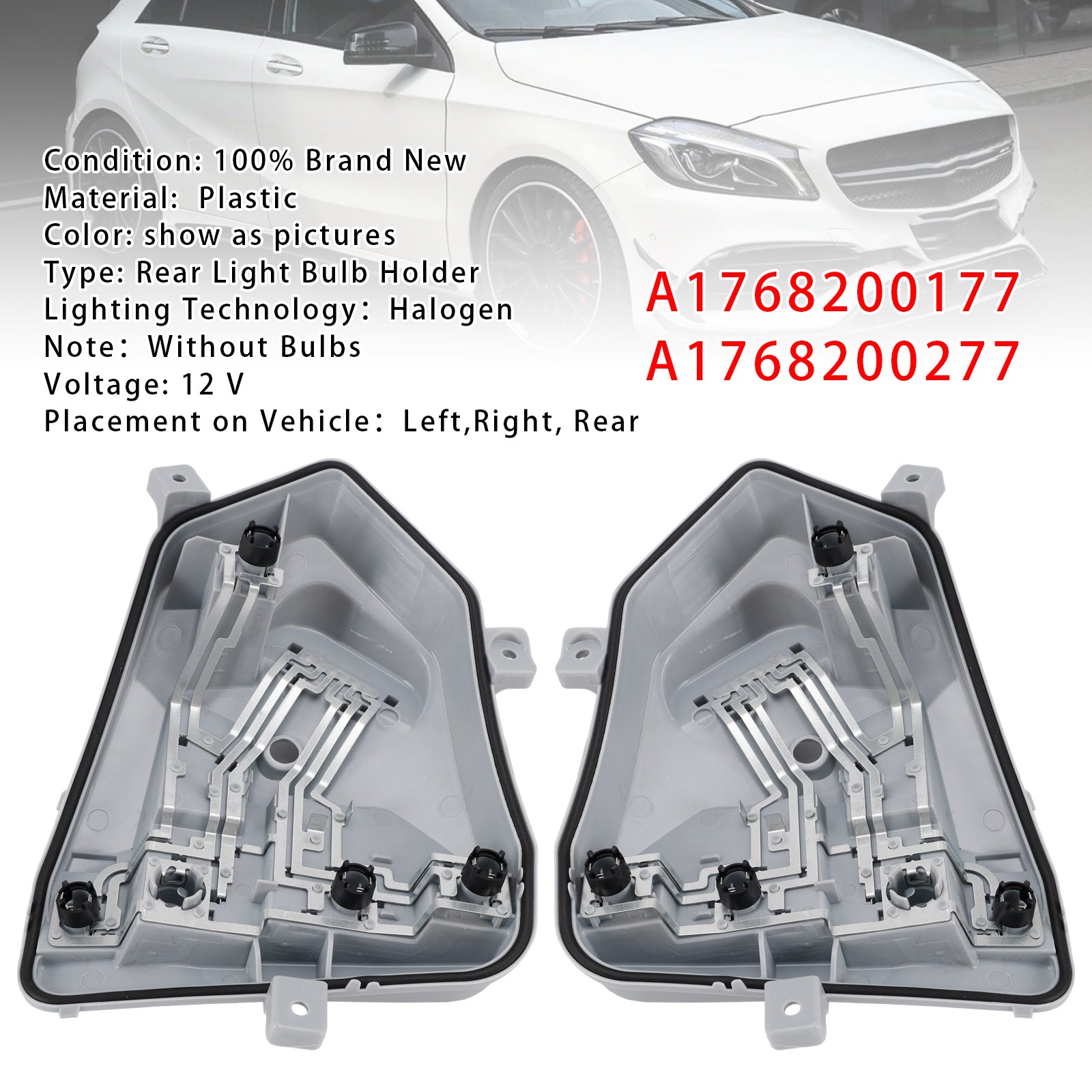 Left+Right Rear Tail Light Lamp Bulb Holder For Mercedes W176 A Class 2012-2015