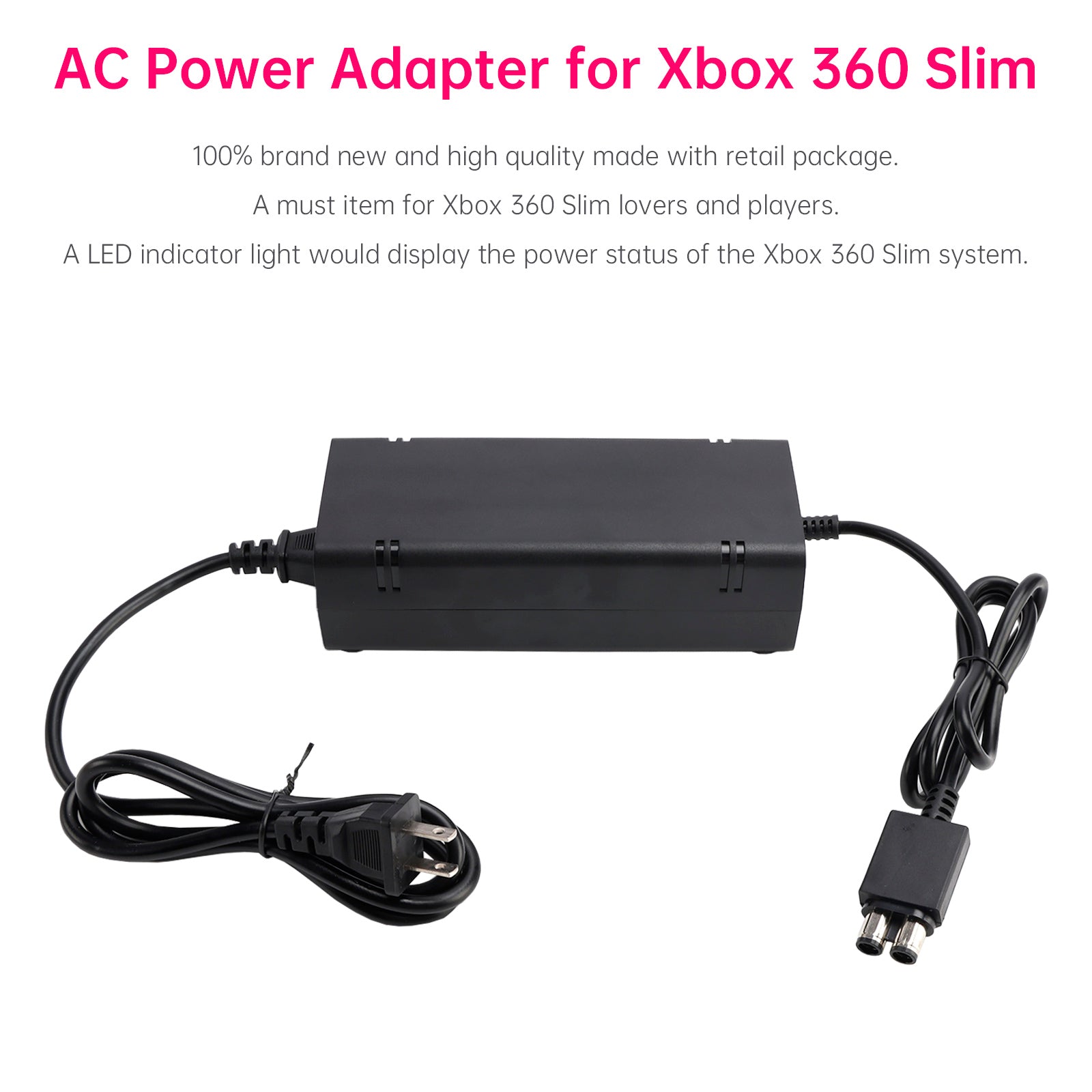 AC Adapter Brick Charger Power Supply Cord 115W Fit for Xbox 360 Slim US Plug