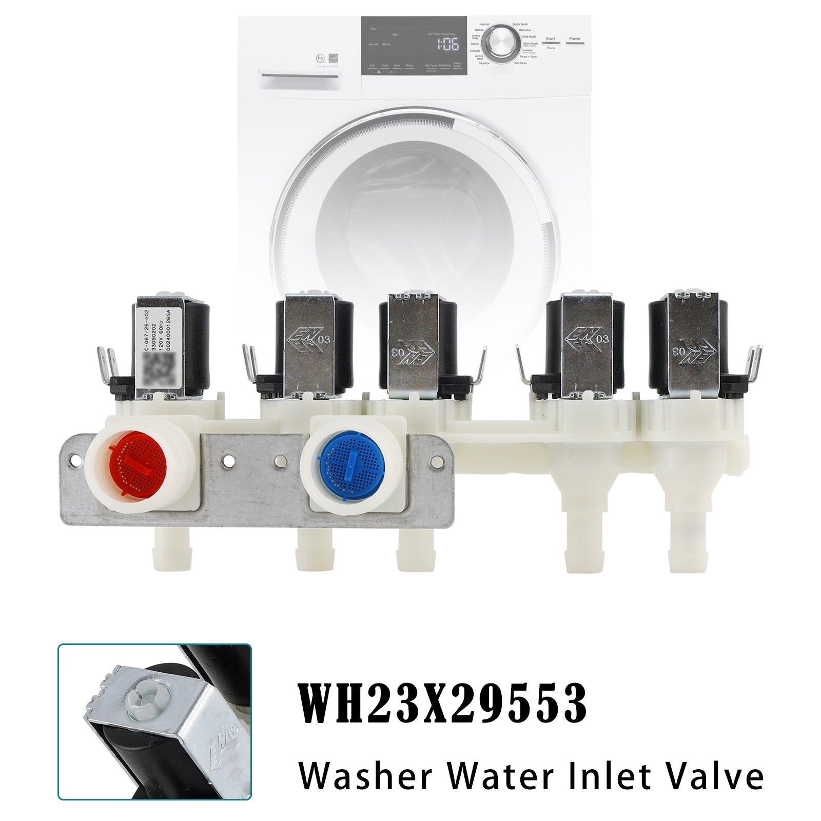 WH23X29553 Washer Water Solenoid Valve For GE Washing Machine
