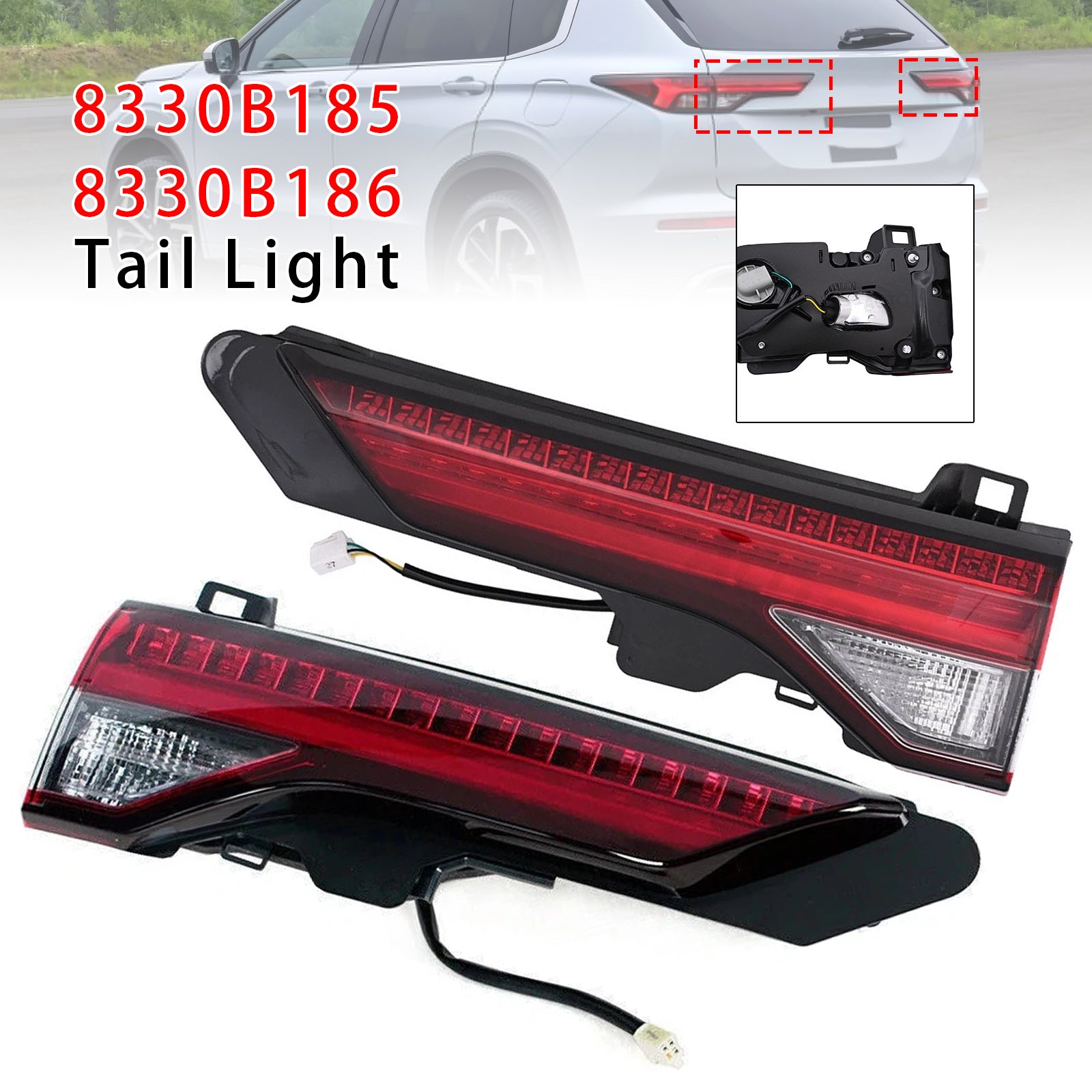 Left+Right Inner Rear Brake Tail Light For Mitsubishi Outlander 2022-2024