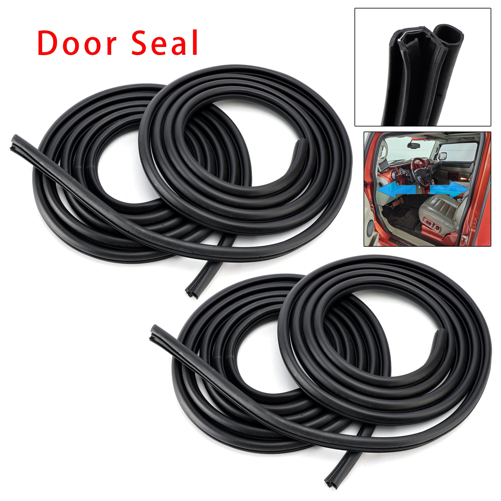 4Pcs Front Rear Left Right Door Rubber Seal Weatherstrip For Hummer H2 2003-2009