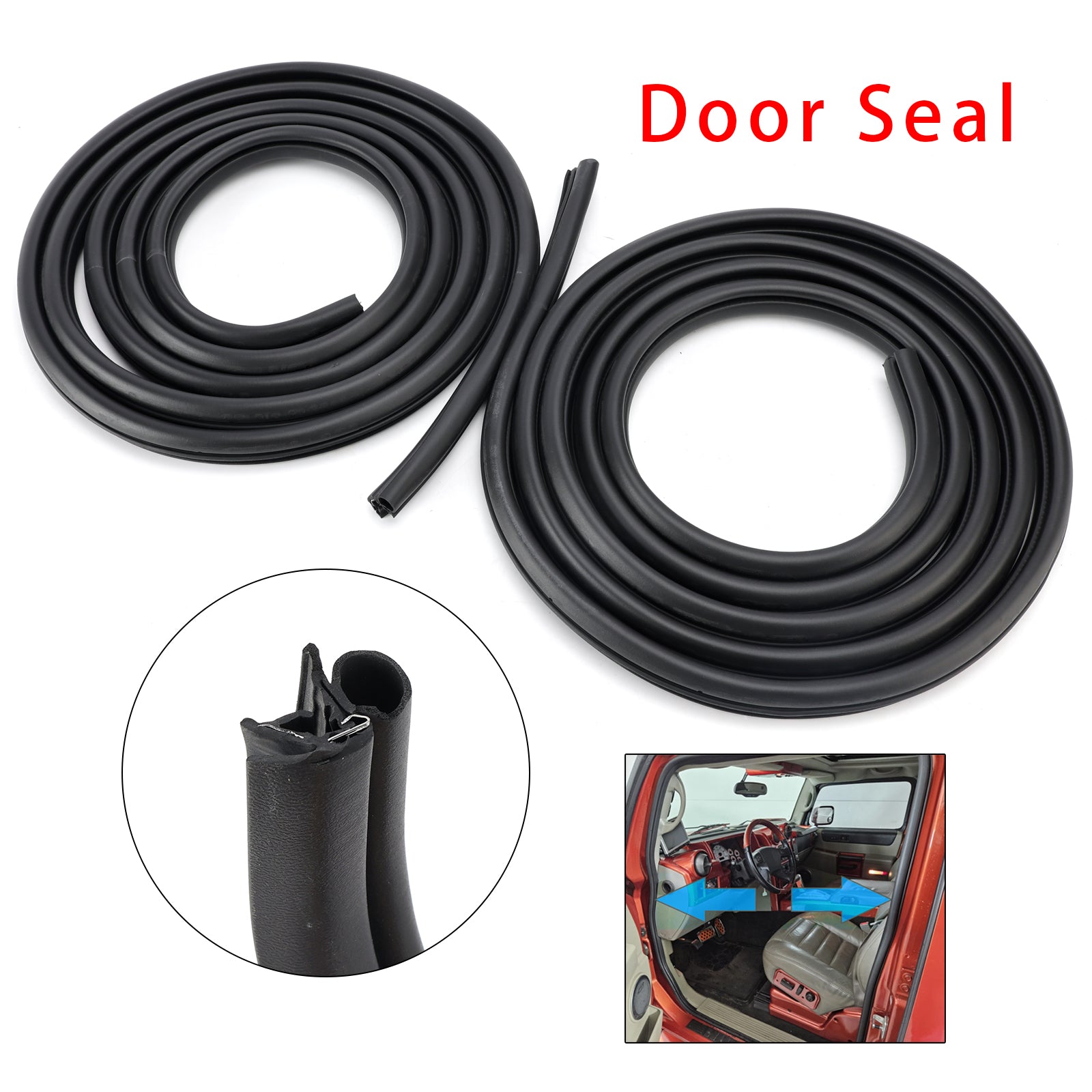 2Pcs Front/Rear Door Rubber Seal Weatherstrip For Hummer H2 2003-2009