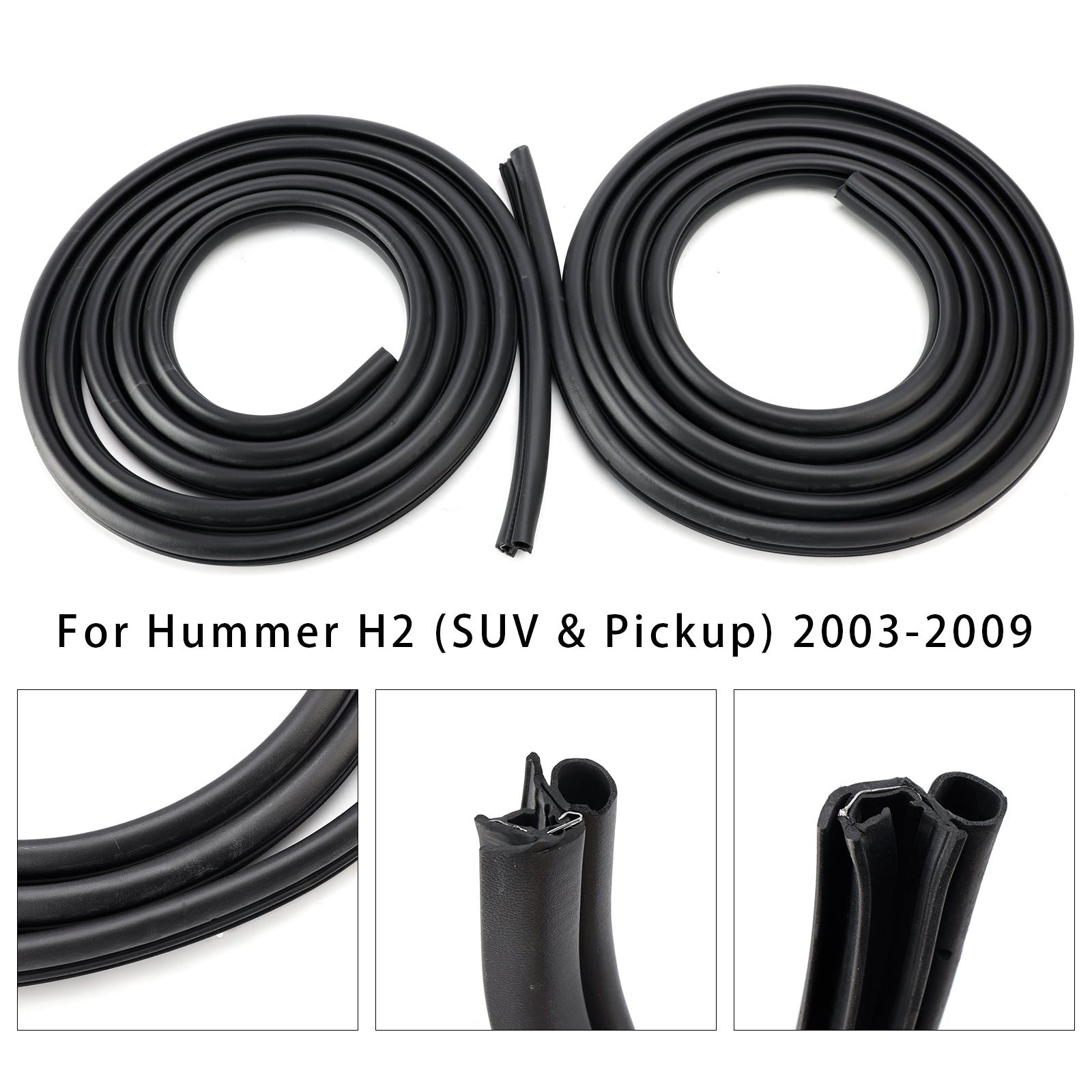 2Pcs Front/Rear Door Rubber Seal Weatherstrip For Hummer H2 2003-2009
