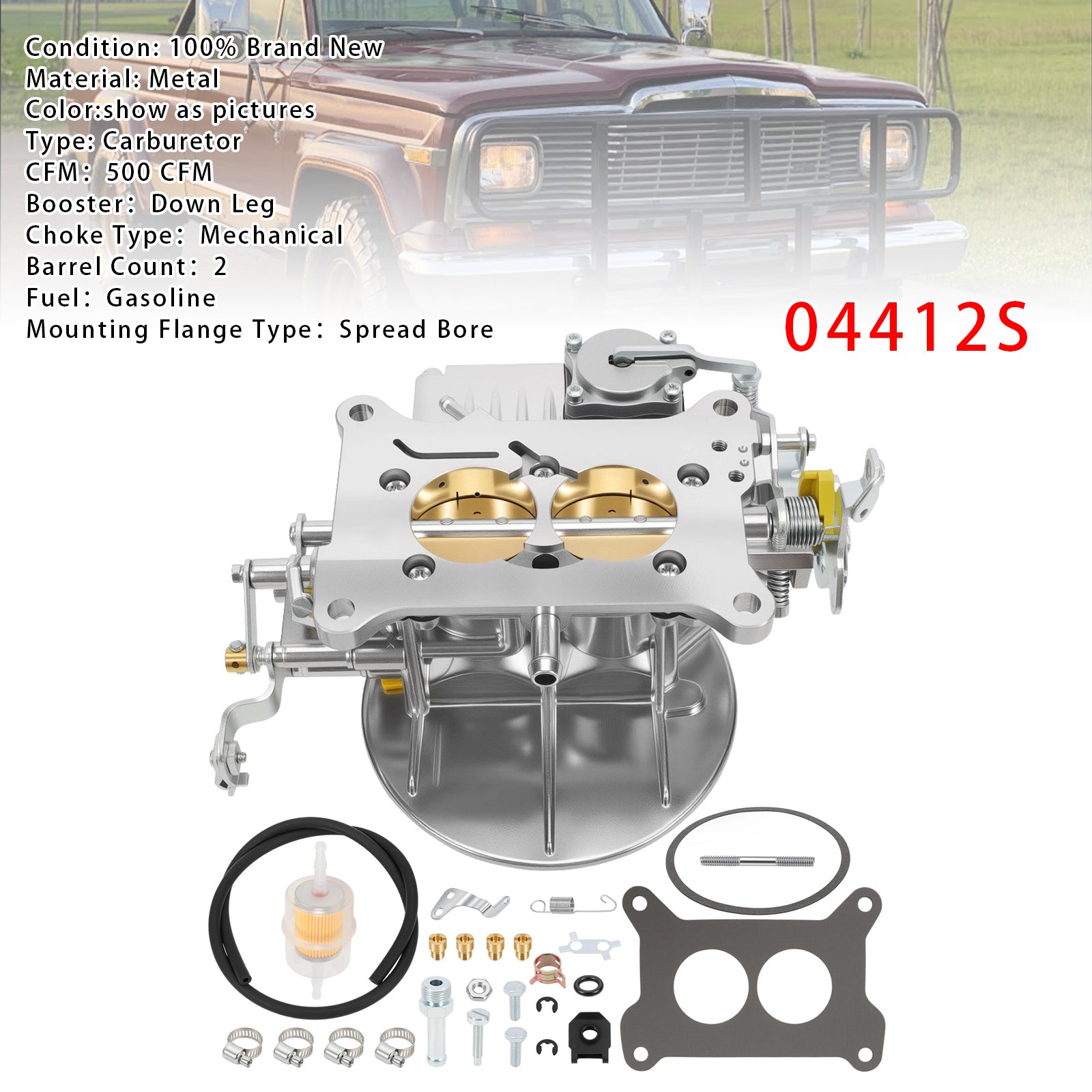 0-4412S 2 Barrel Carburetor For 500 CFM W/ Manual Choke Gasoline 04412S