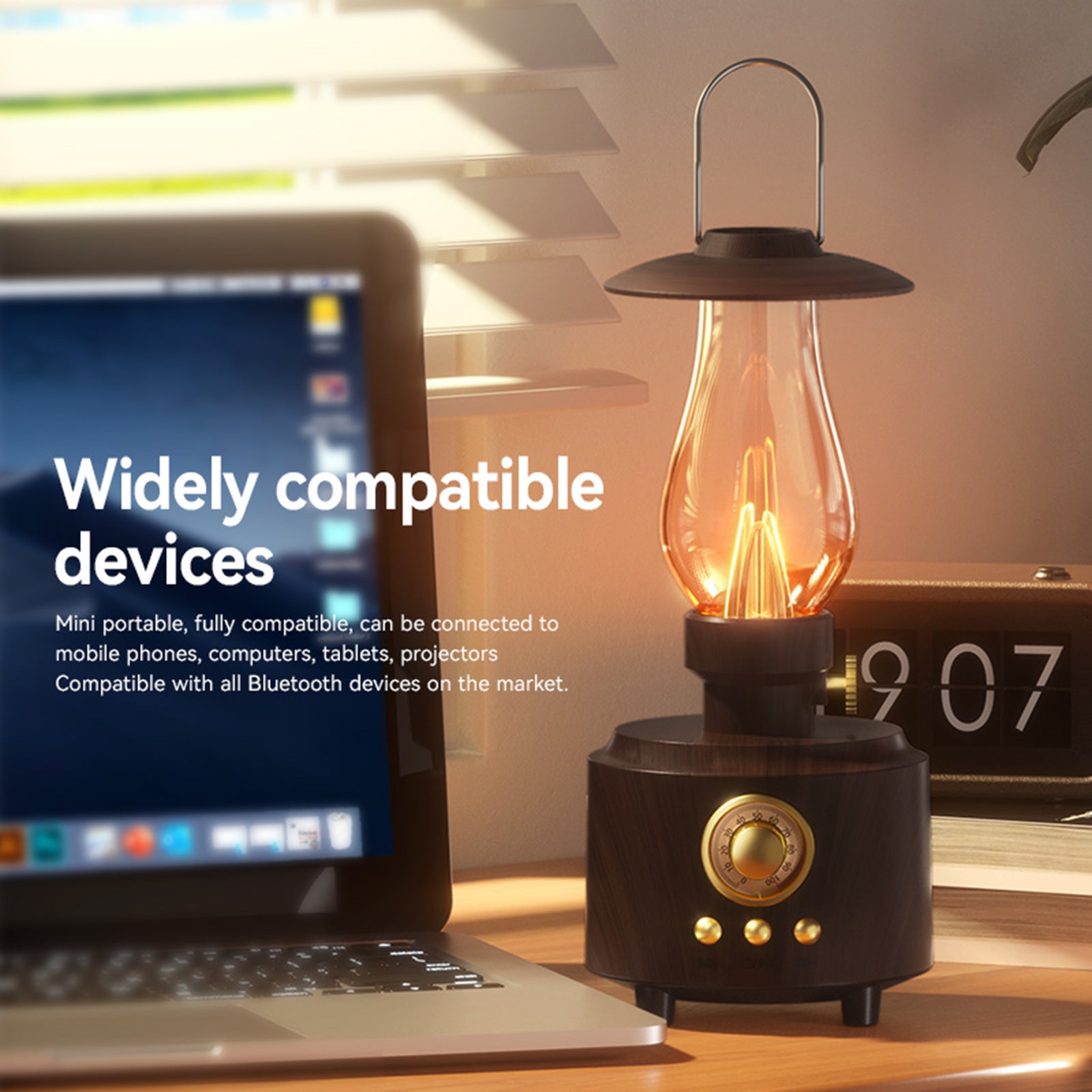 Retro Kerosene Table Lamp Bluetooth Speaker IPX4 Waterproof Bedside Lamp Camping