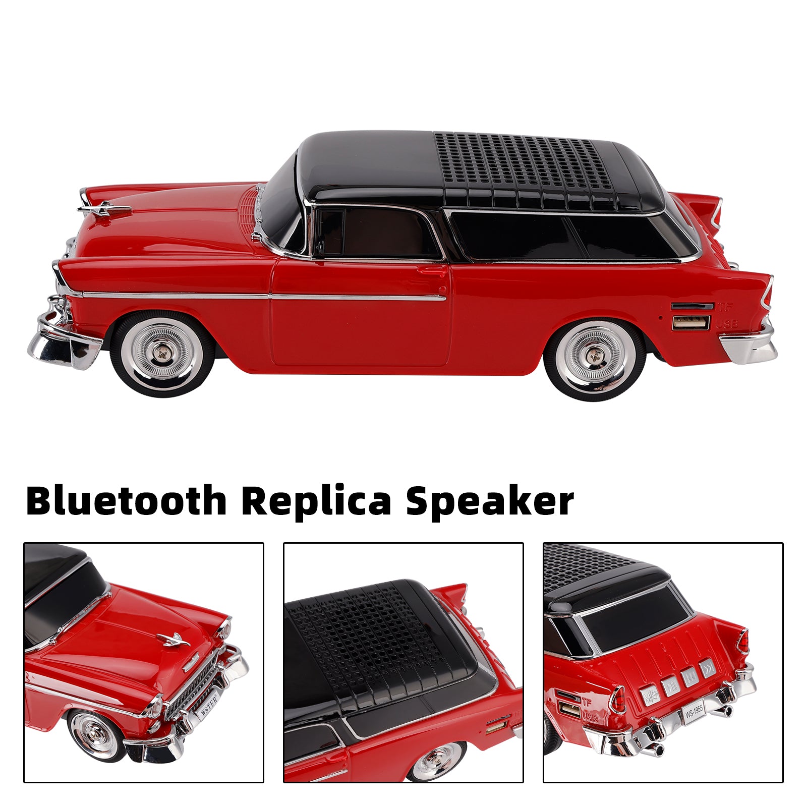 WS-1955 Bluetooth Replica Speaker Retro Speaker Car Design HD Sound TWS FM Radio