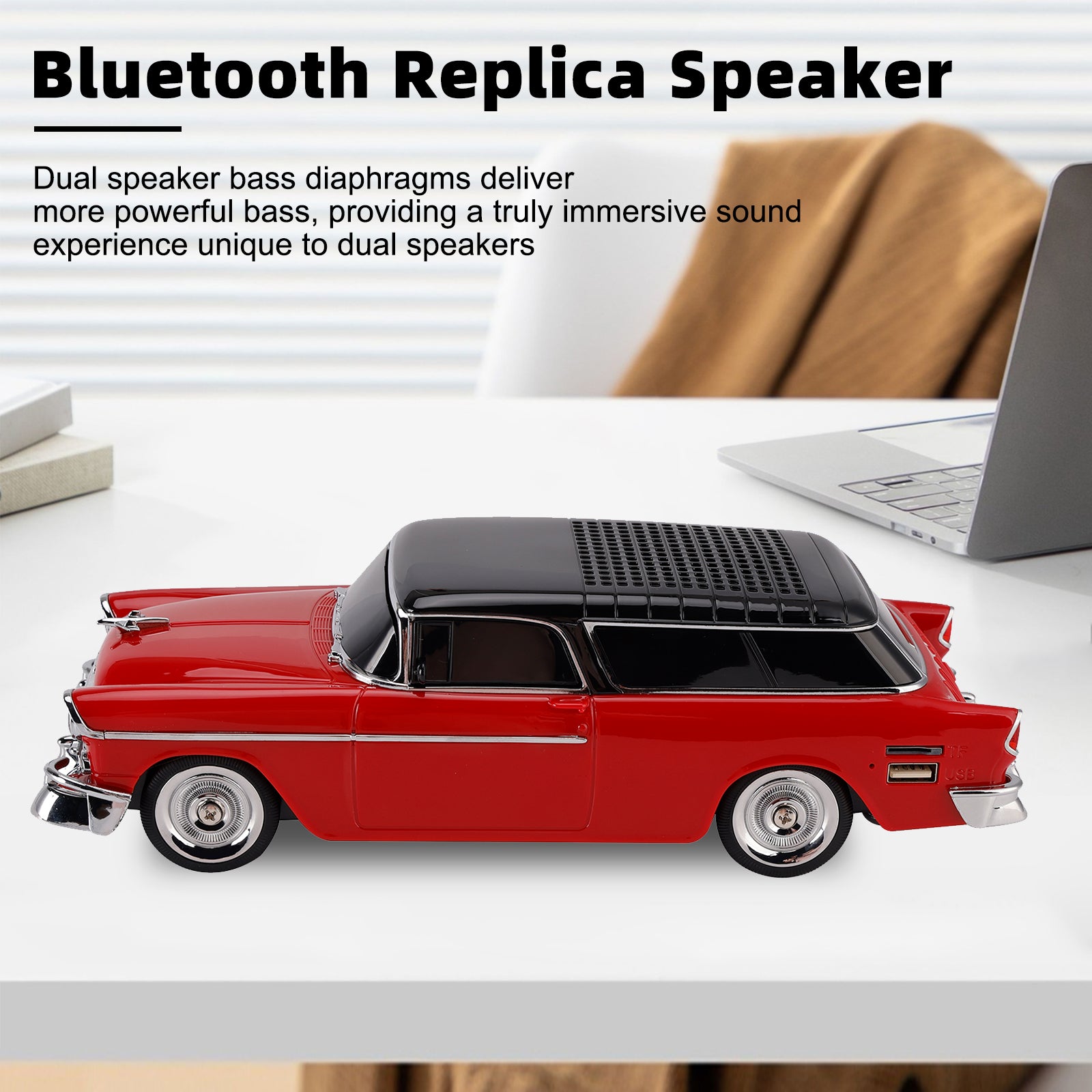 WS-1955 Bluetooth Replica Speaker Retro Speaker Car Design HD Sound TWS FM Radio