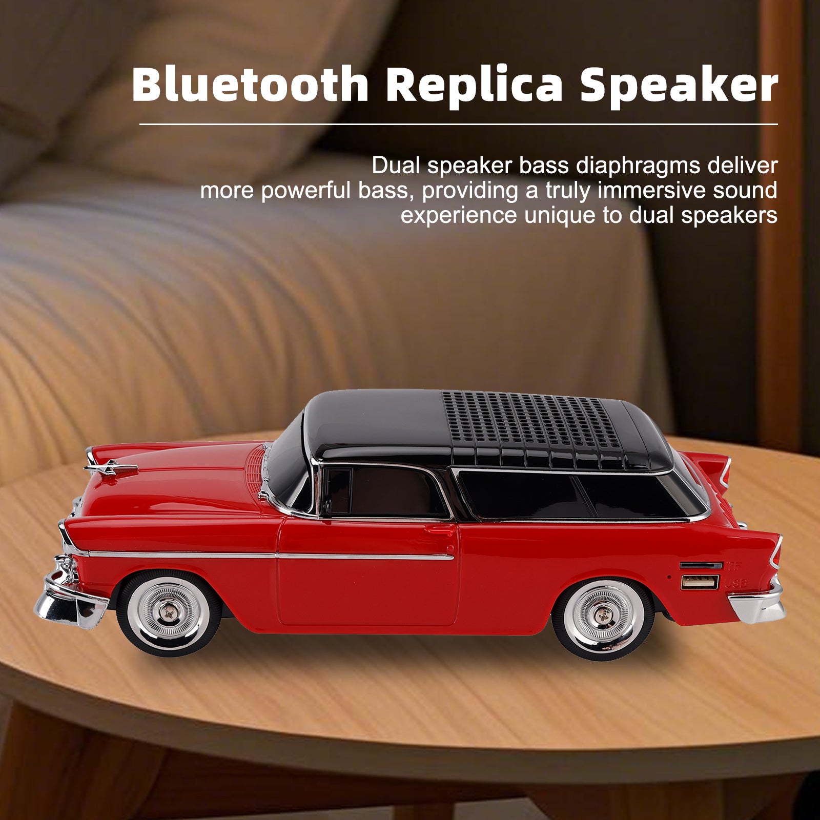 WS-1955 Bluetooth Replica Speaker Retro Speaker Car Design HD Sound TWS FM Radio