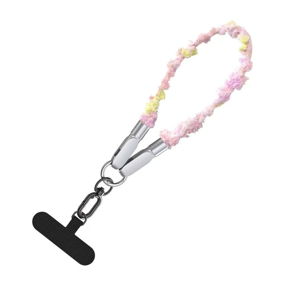 30cm Cell Phone Lanyard Built-in USB C Cable 2 In1 65W Fast Charging Phone Lanyard Wrist Strap Data Transfer Cord