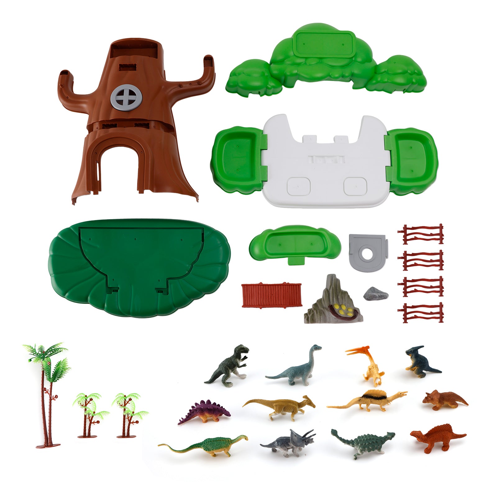 37 Pcs Dinosaur Valley Tree House Toy Realistic Set With Tree And Fence For Kid