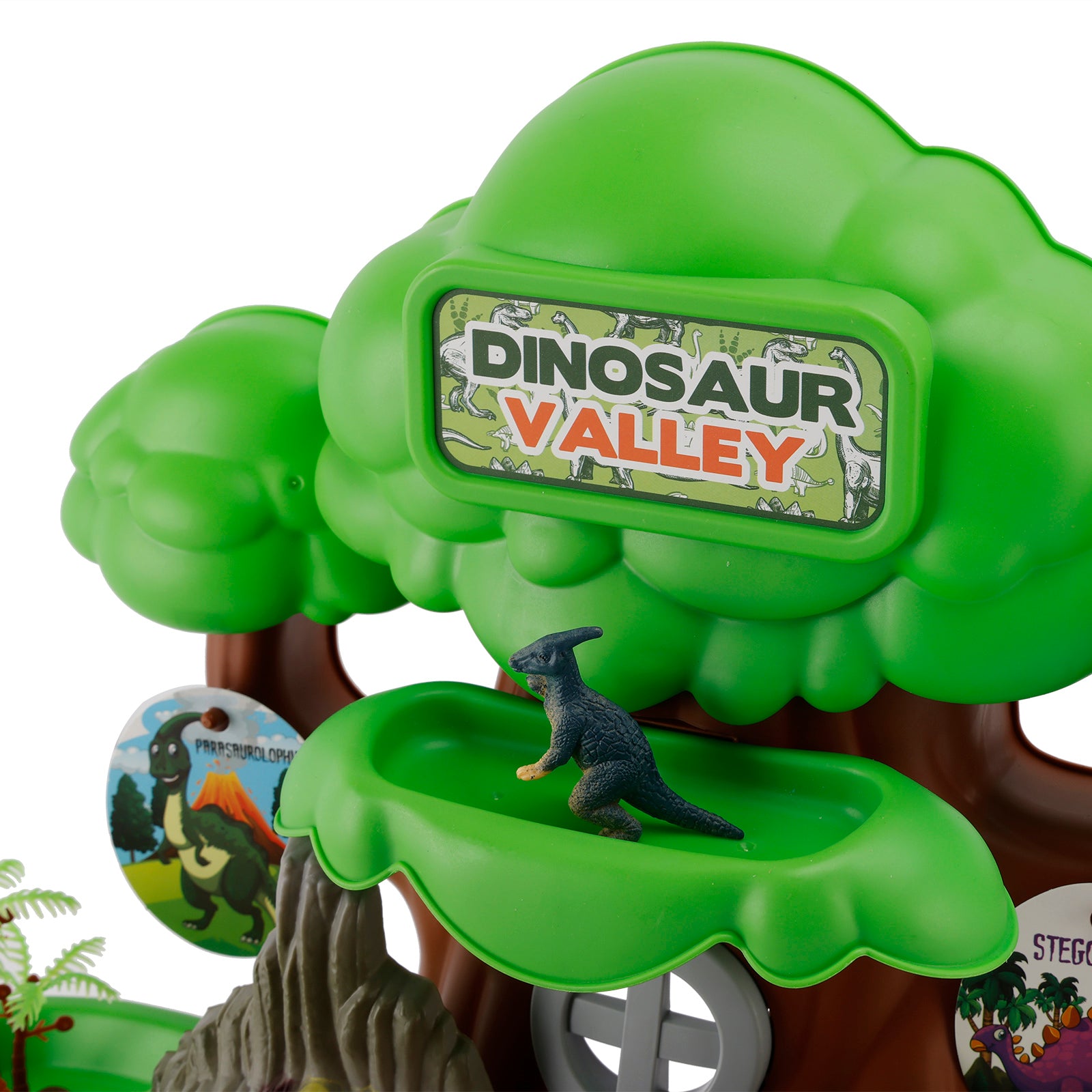 37 Pcs Dinosaur Valley Tree House Toy Realistic Set With Tree And Fence For Kid
