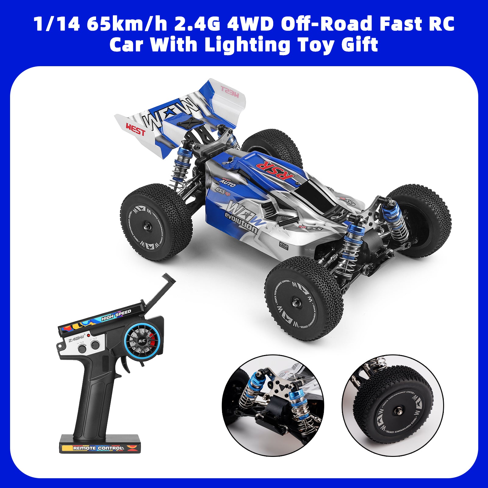 WLtoys 144011 1/14 65km/h 2.4G 4WD Off-Road Fast RC Car With Lighting Toy Gift