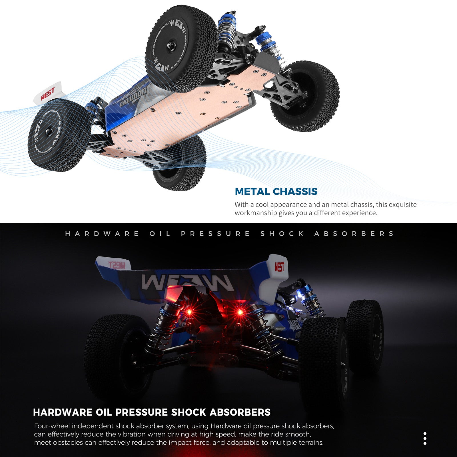 WLtoys 144011 1/14 65km/h 2.4G 4WD Off-Road Fast RC Car With Lighting Toy Gift