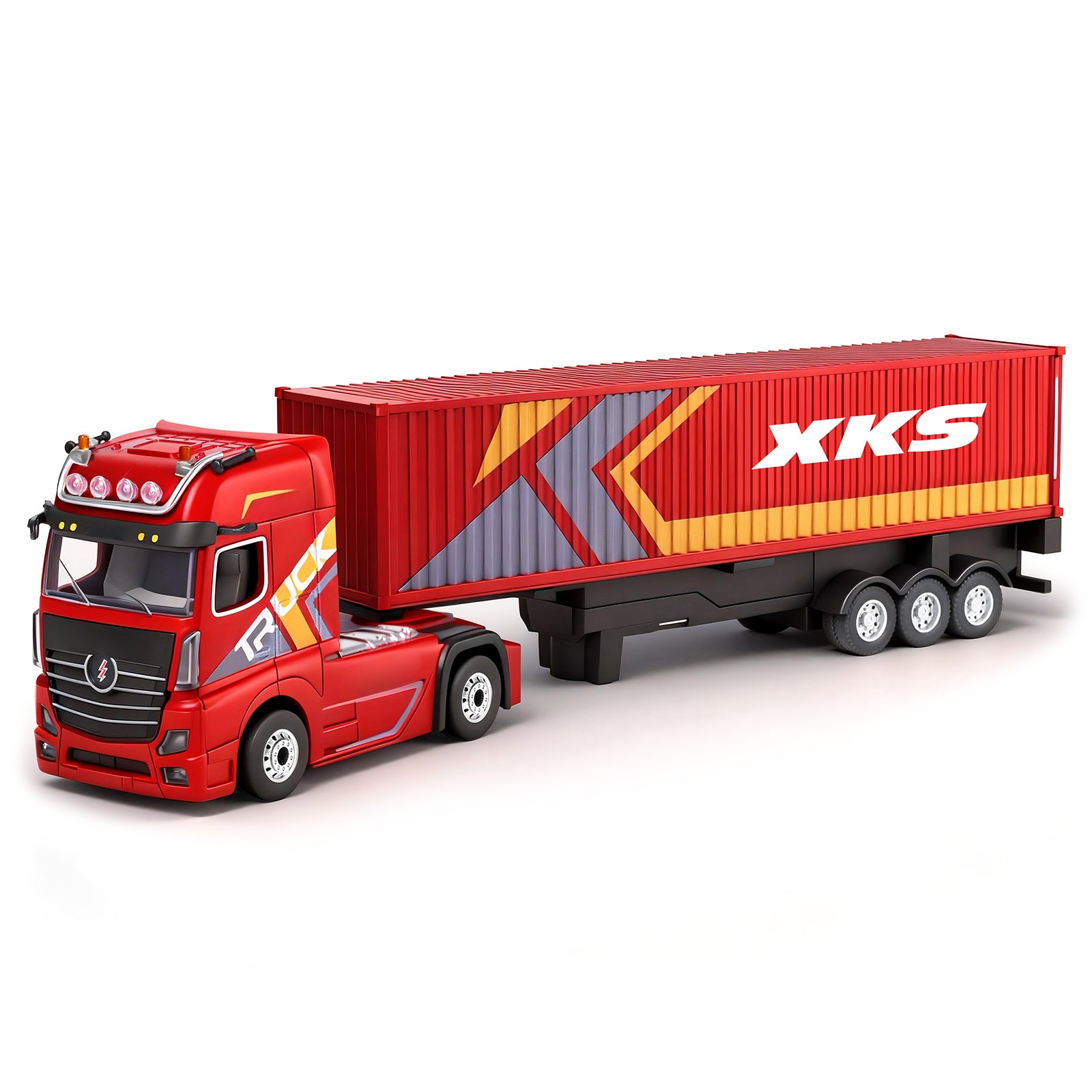 1/64 XKS RC Container Truck Trailer 2.4G 4WD Proportional Steering Semi Truck