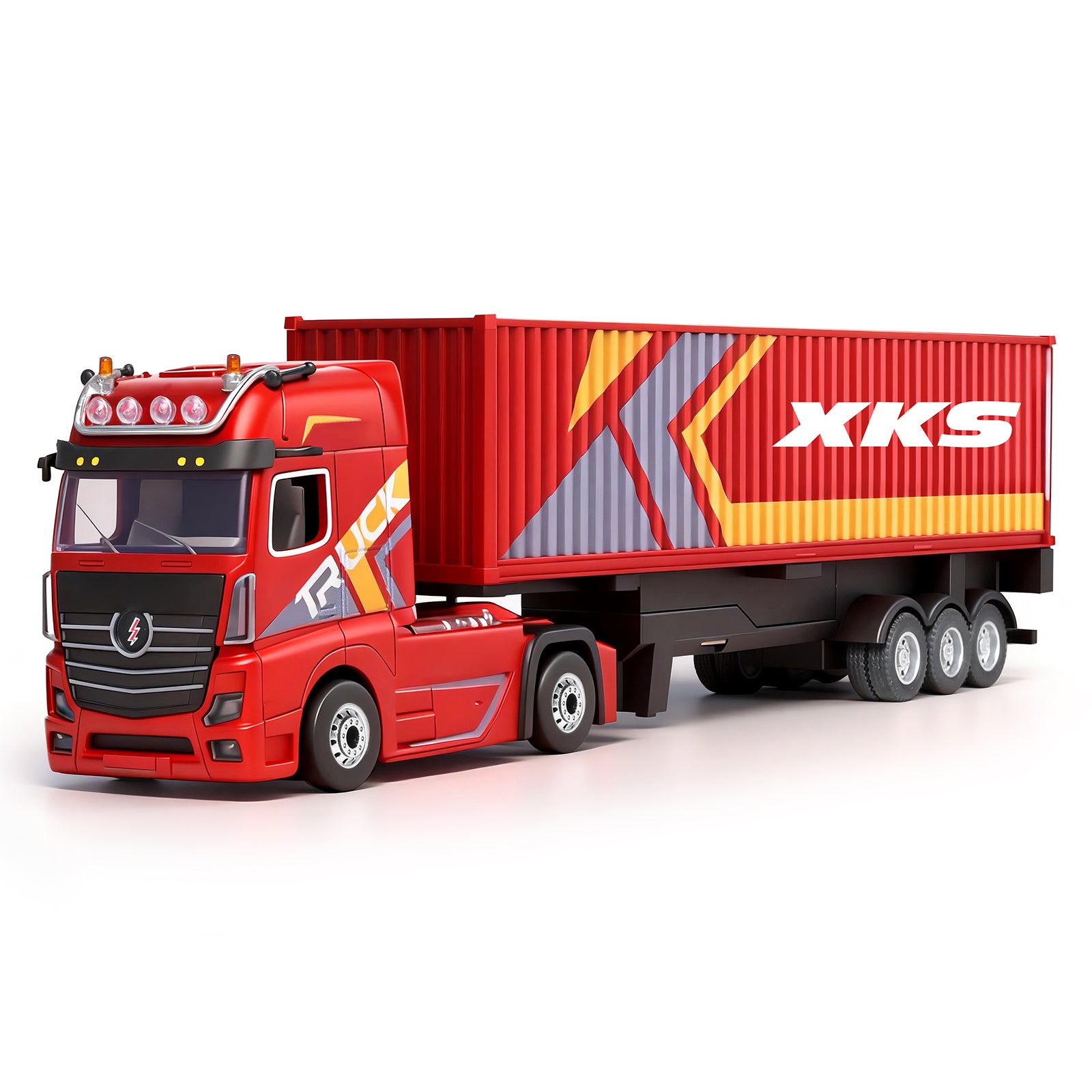1/64 XKS RC Container Truck Trailer 2.4G 4WD Proportional Steering Semi Truck