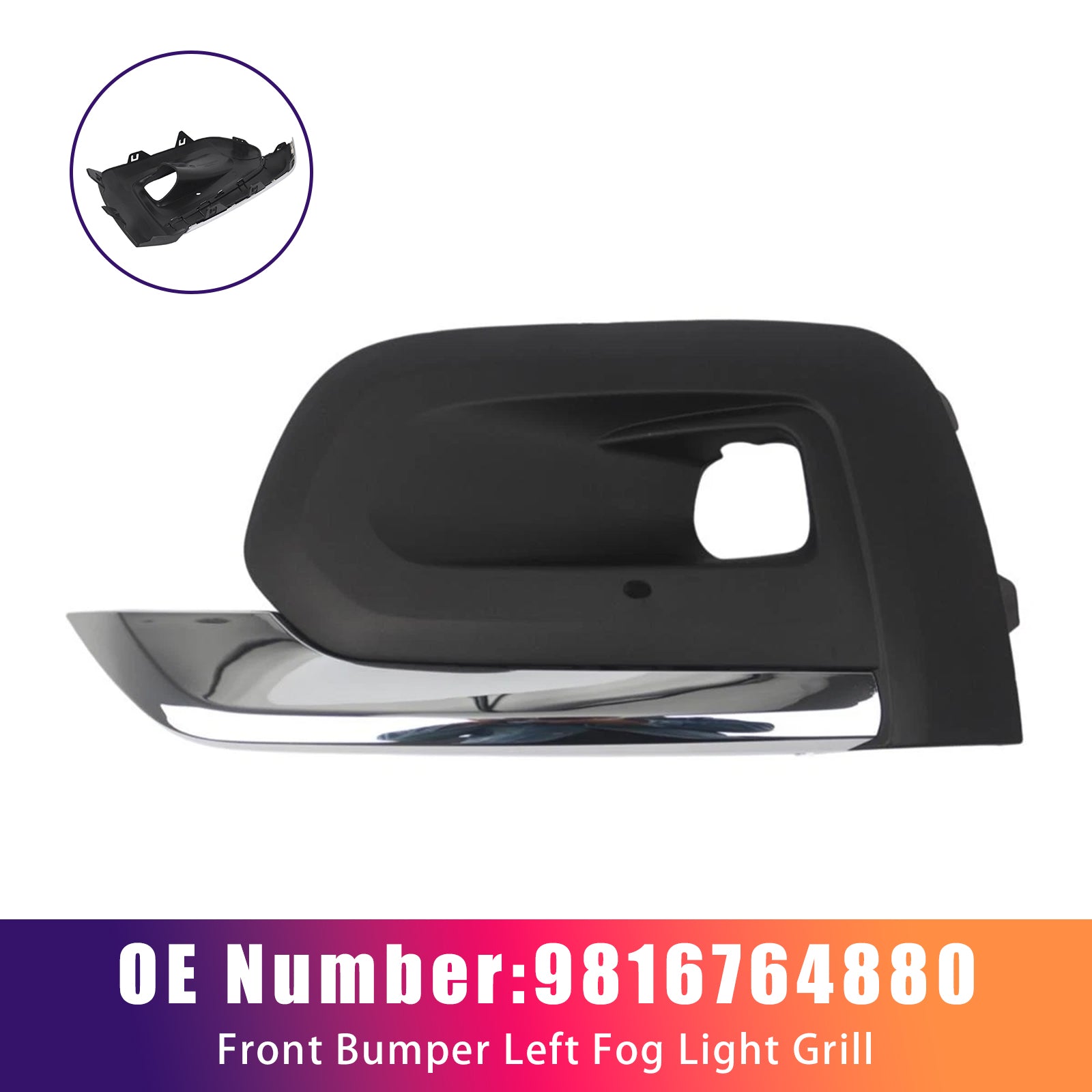 Front Bumper Left Fog Light Grill 9816764880 For Peugeot Rifter 2019-2025
