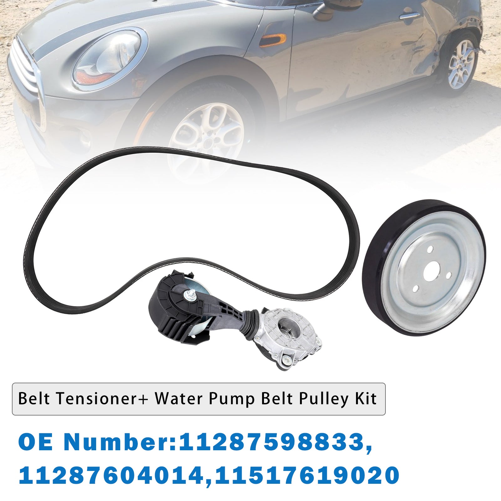 Belt Tensioner+ Water Pump Belt Pulley Kit For Mini Cooper Paceman Countryman 11-16