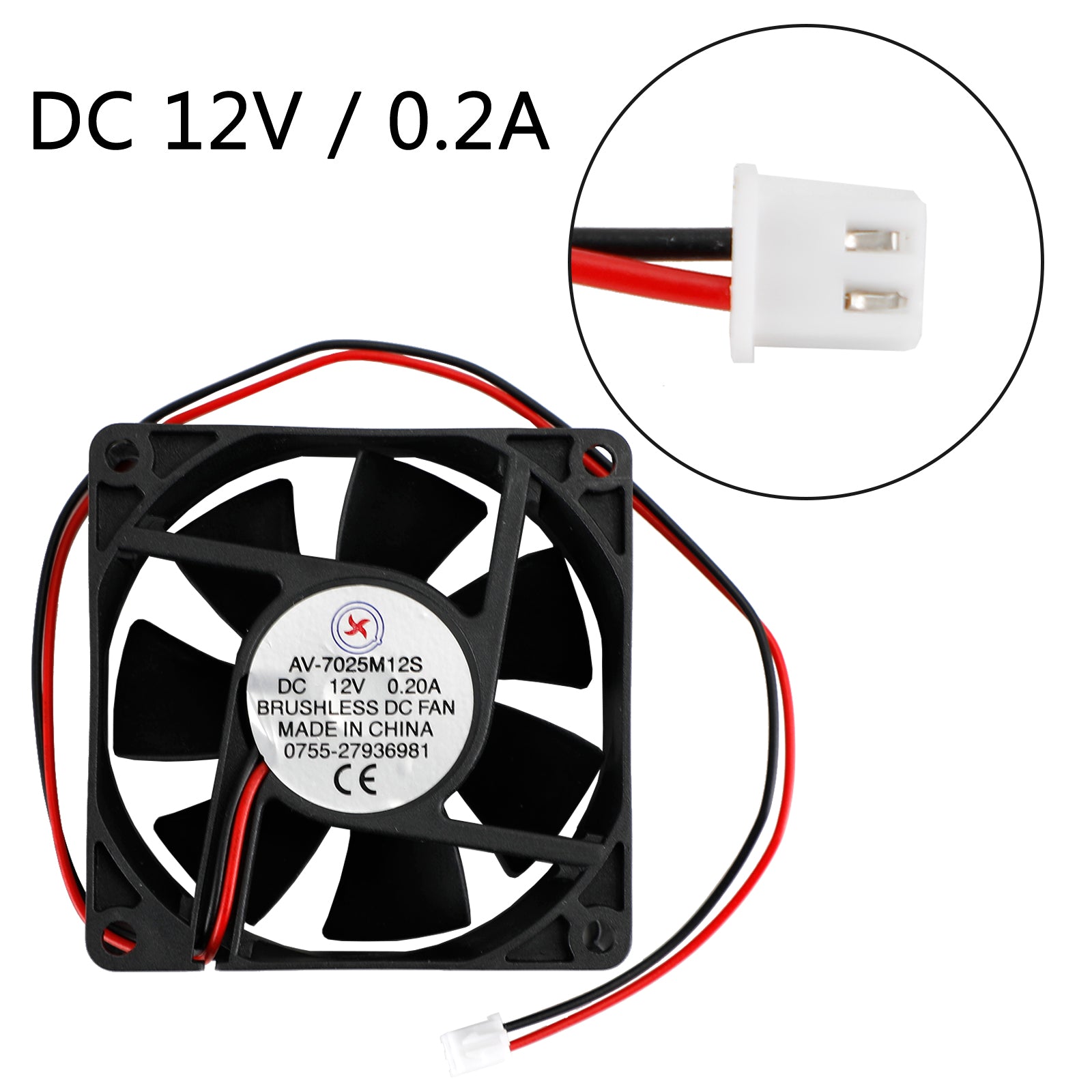 1PC 12V 0.2A Cooling Computer Fan Ball Bearing 70?ā”?5mm DC Brushless 2 Pin