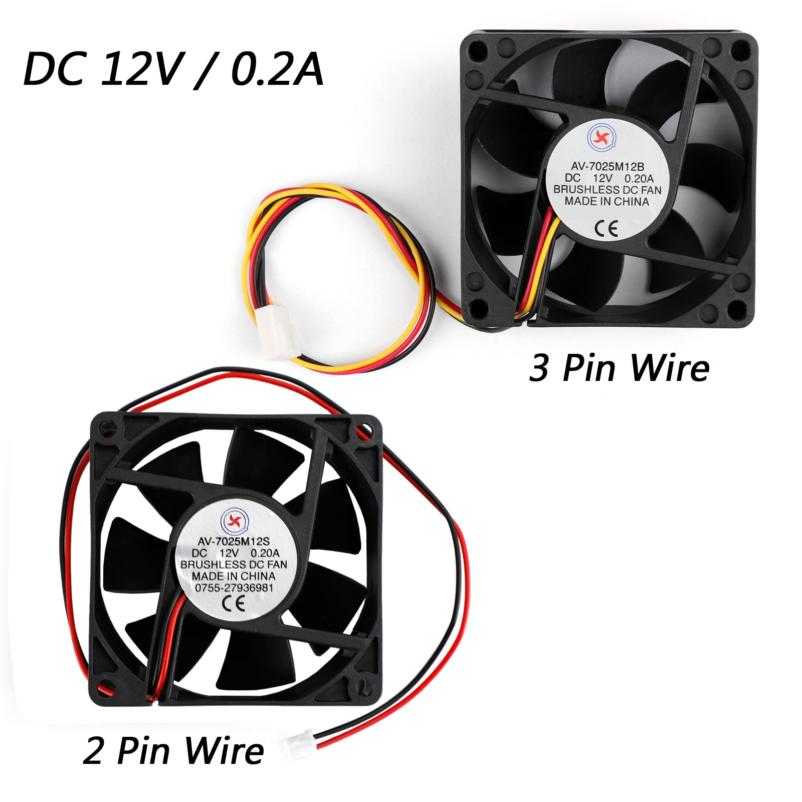 1PC 12V 0.2A Cooling Computer Fan Ball Bearing 70?ā”?5mm DC Brushless 2 Pin