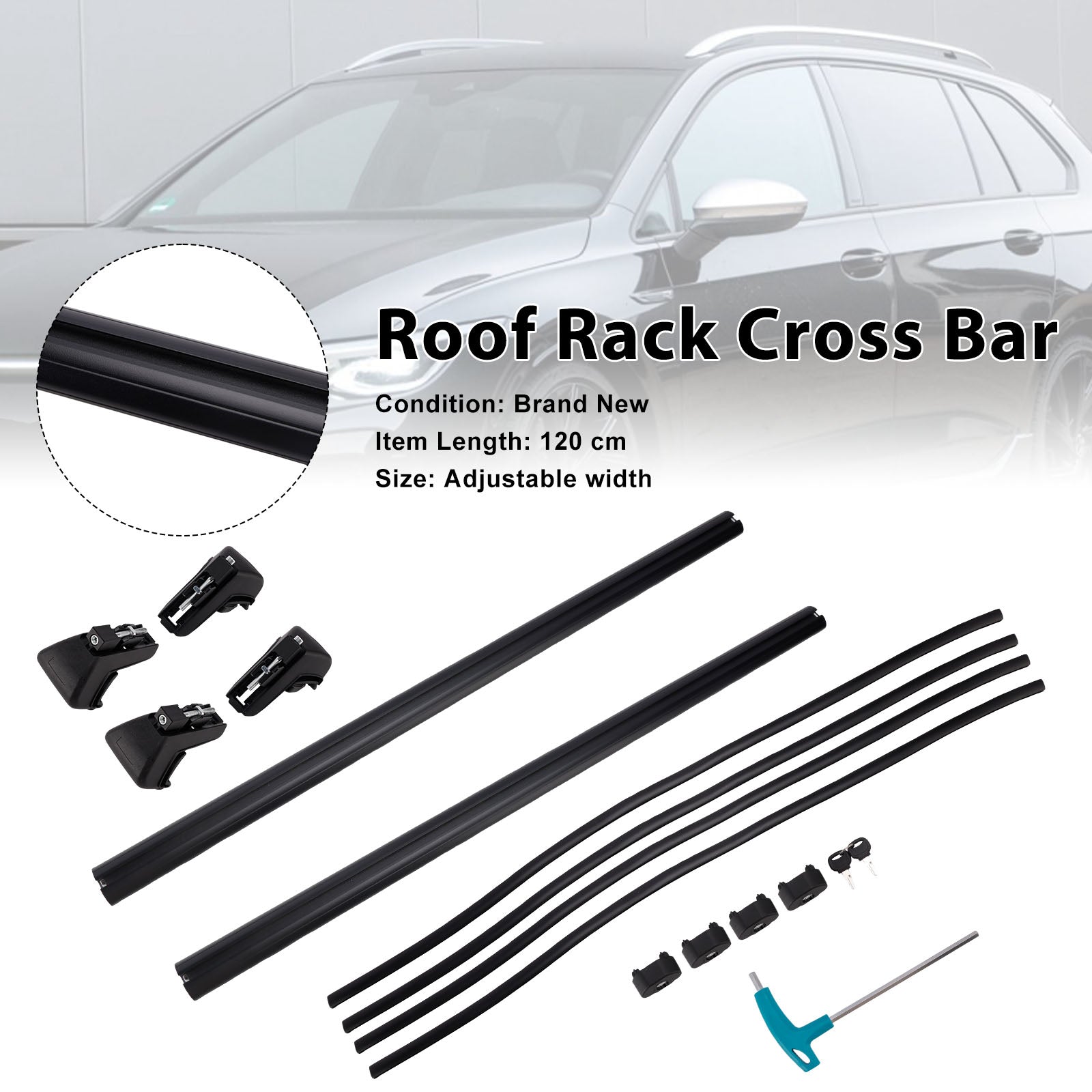 120CM Universal Aluminium Car Roof Rack Luggage Carrier Cross Bar Rail Lockable