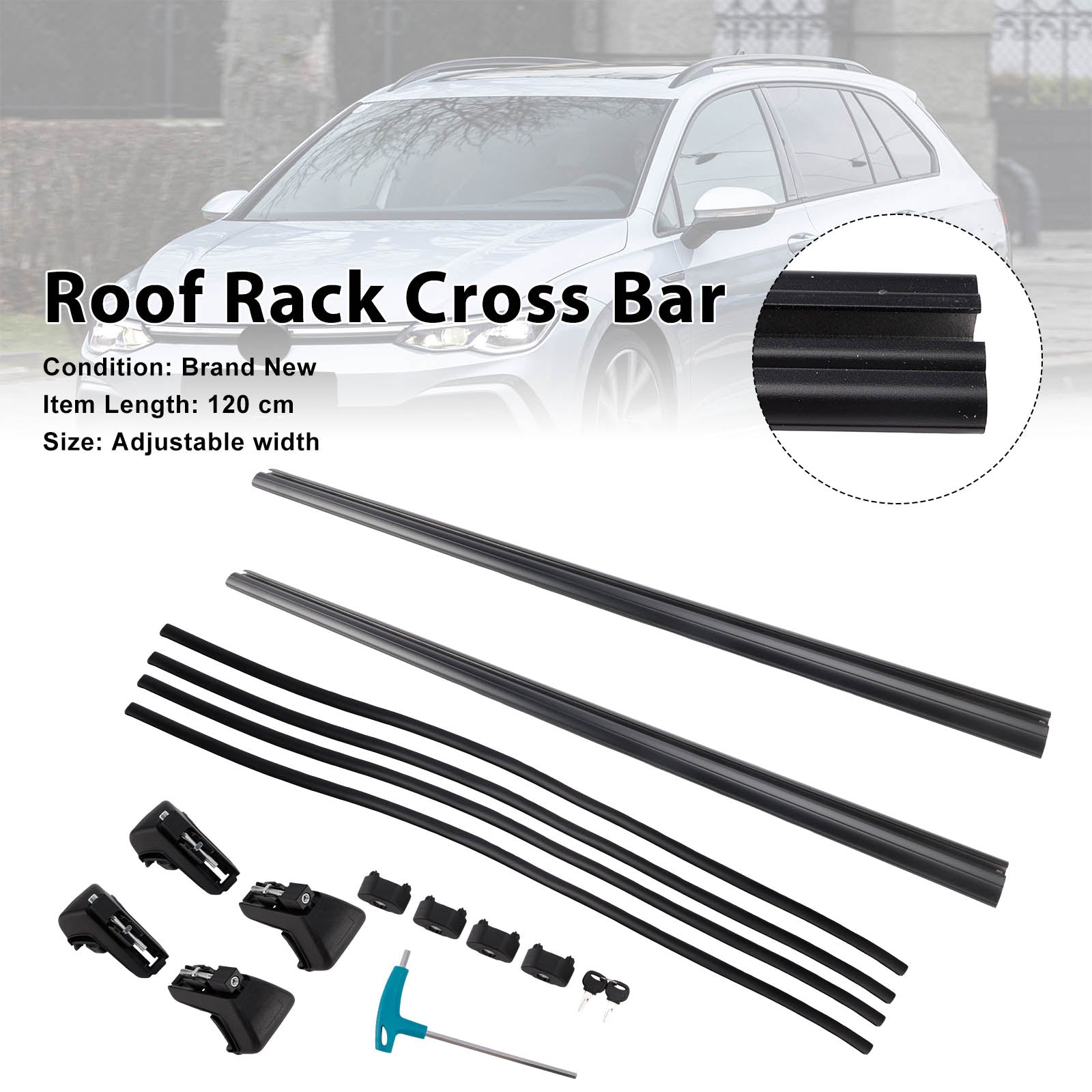 120CM Universal Aluminium Car Roof Rack Luggage Carrier Cross Bar Rail Lockable