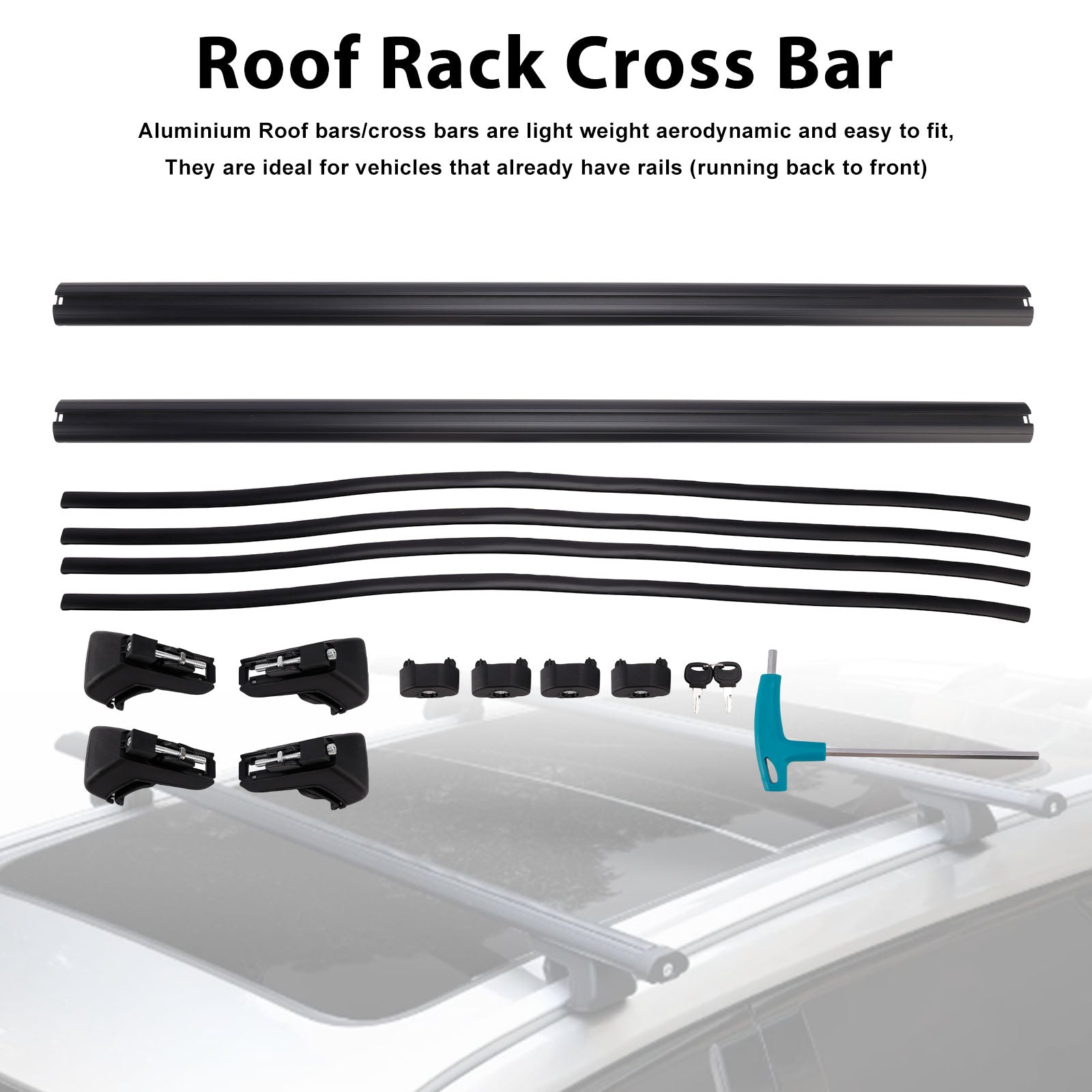 120CM Universal Aluminium Car Roof Rack Luggage Carrier Cross Bar Rail Lockable
