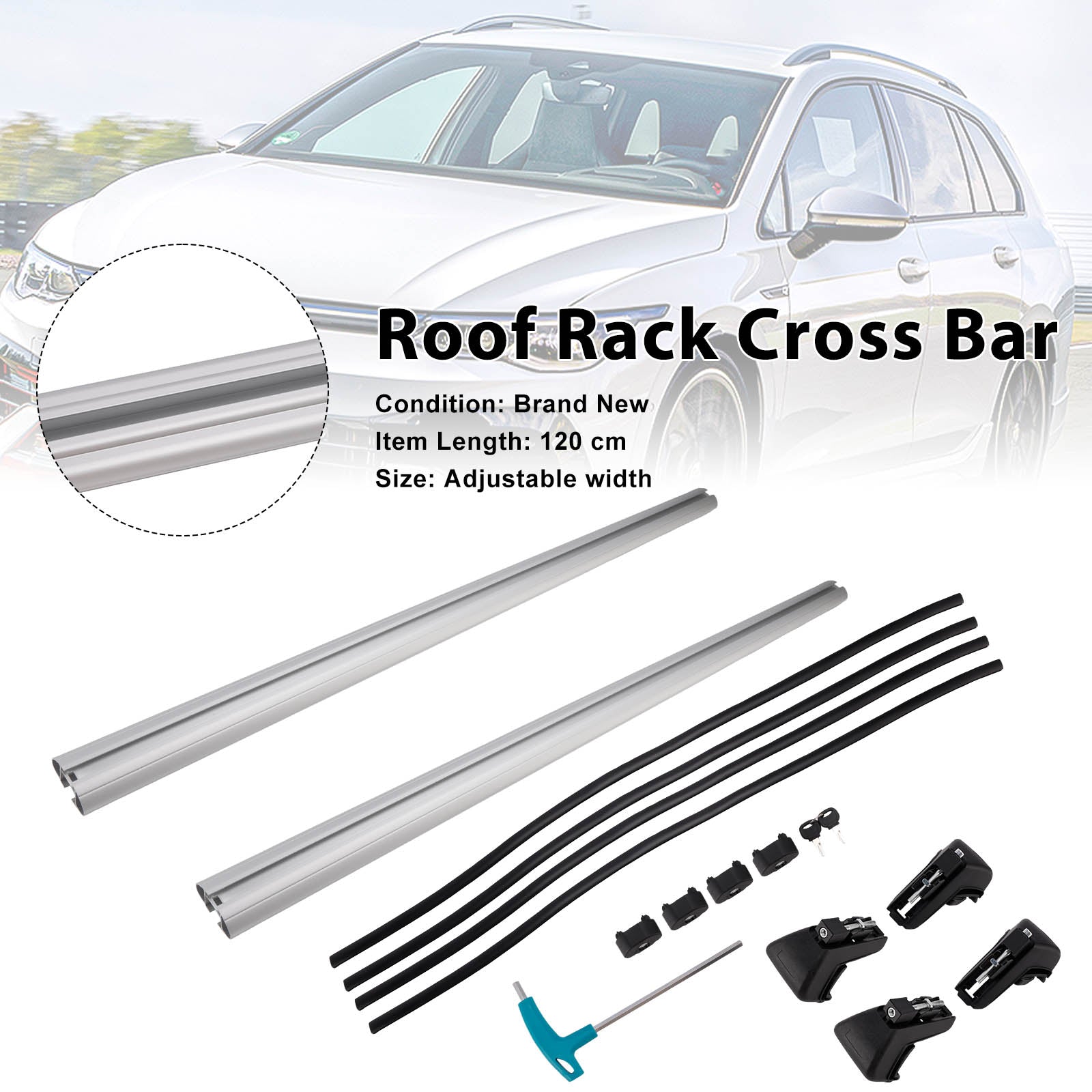 Universal Aluminium Car Roof Rack Luggage Carrier Cross Bar Rail Lockable 120CM