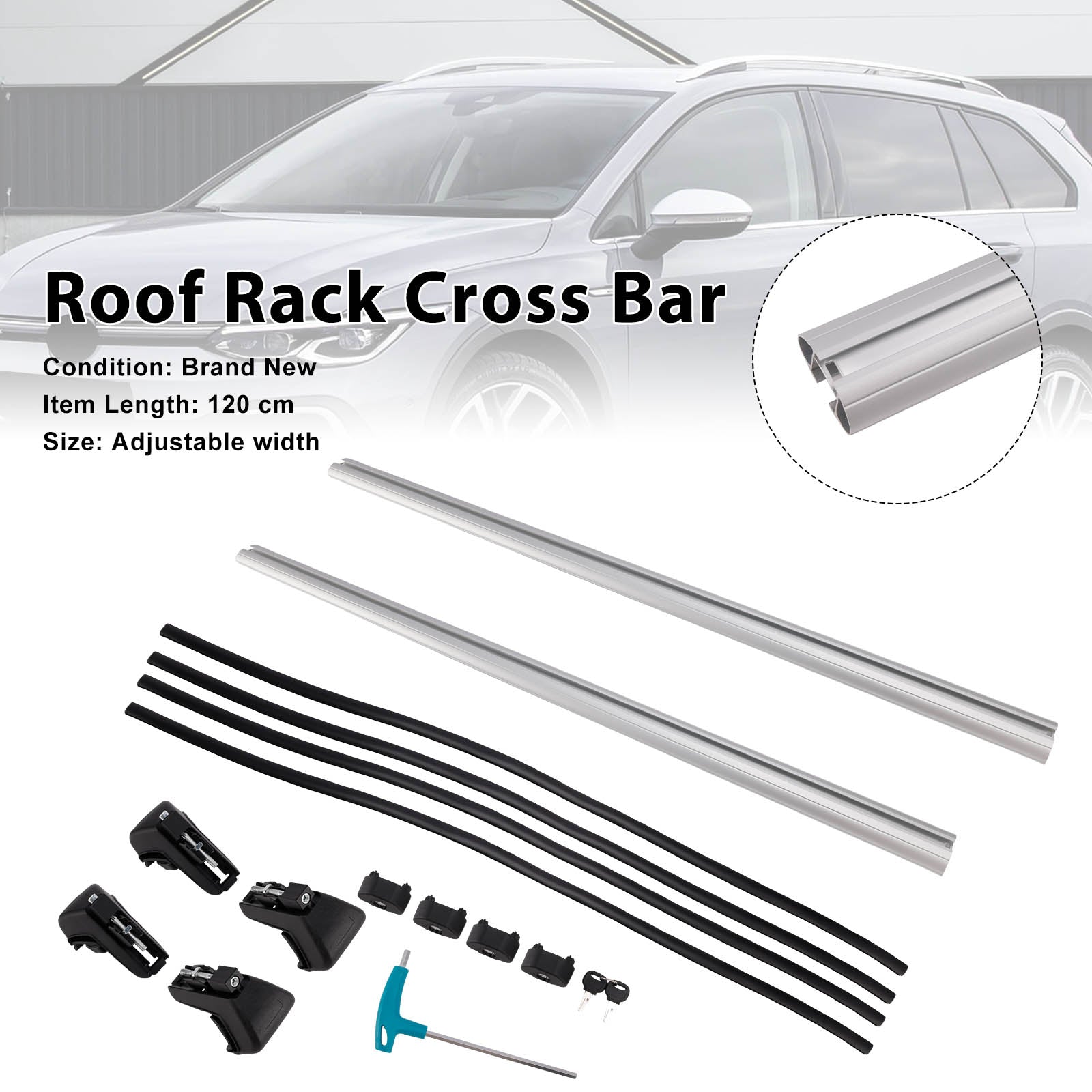 Universal Aluminium Car Roof Rack Luggage Carrier Cross Bar Rail Lockable 120CM