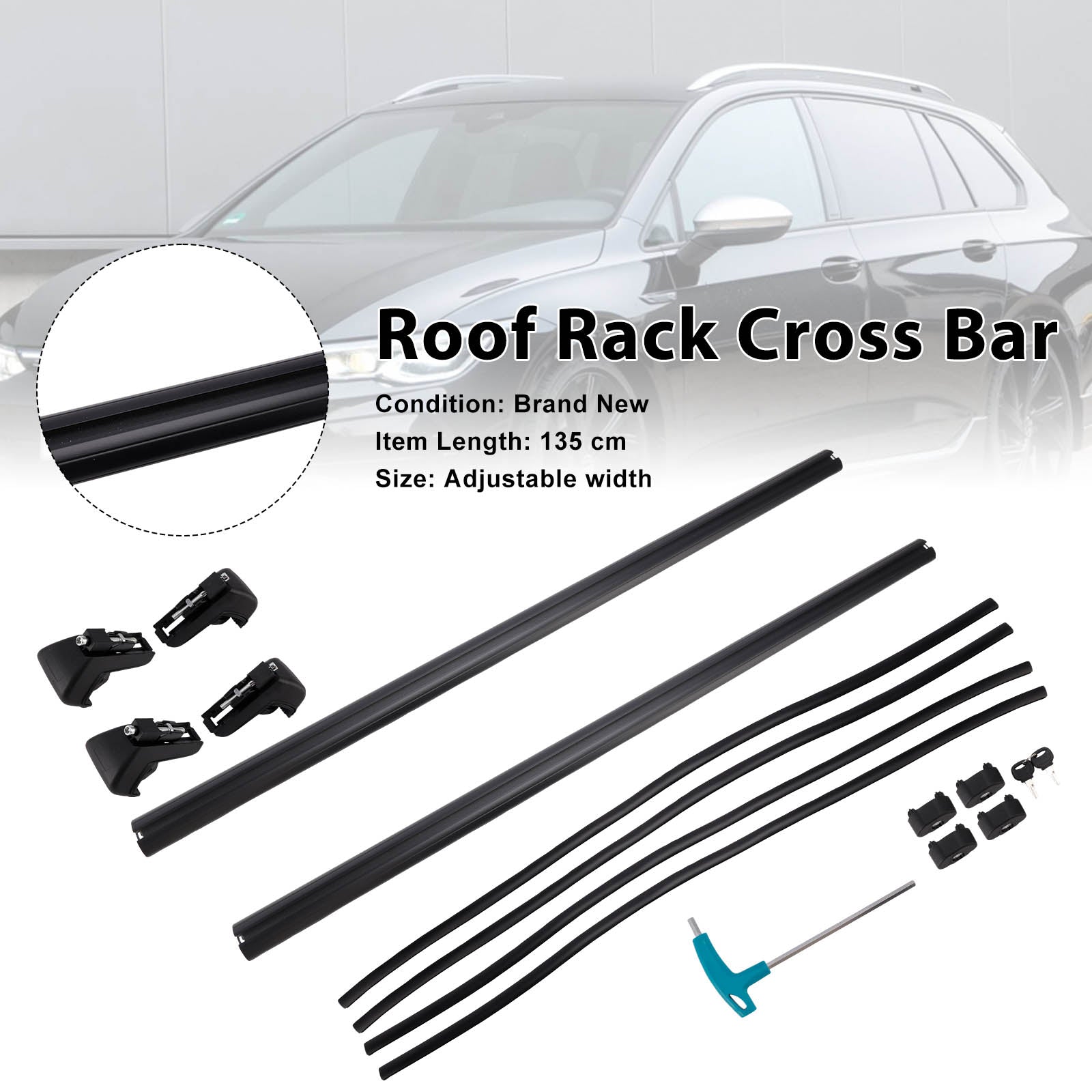 135CM Universal Aluminium Car Roof Rack Luggage Carrier Cross Bar Rail Lockable