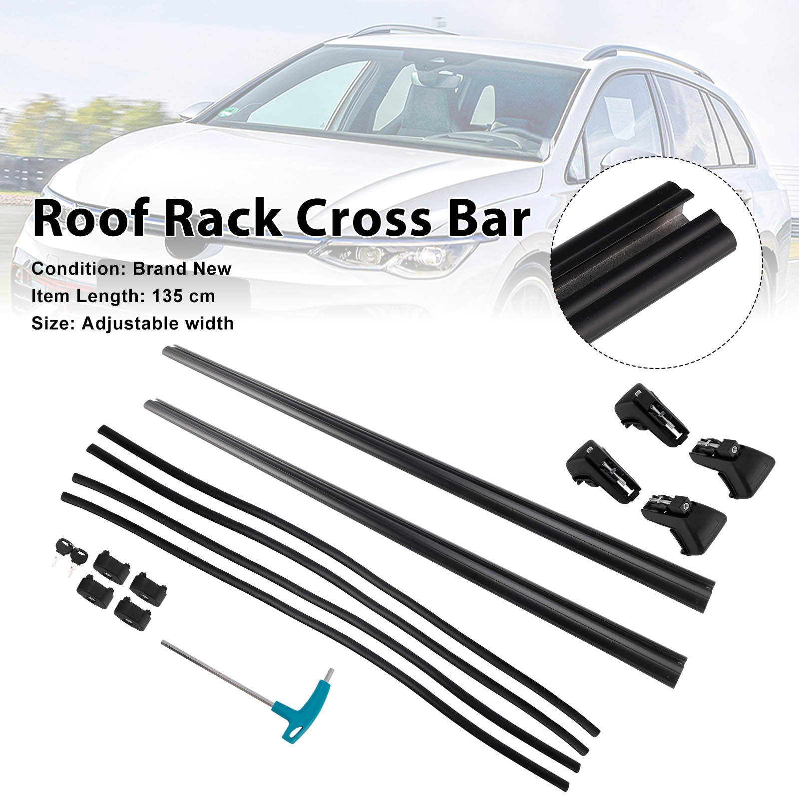 135CM Universal Aluminium Car Roof Rack Luggage Carrier Cross Bar Rail Lockable