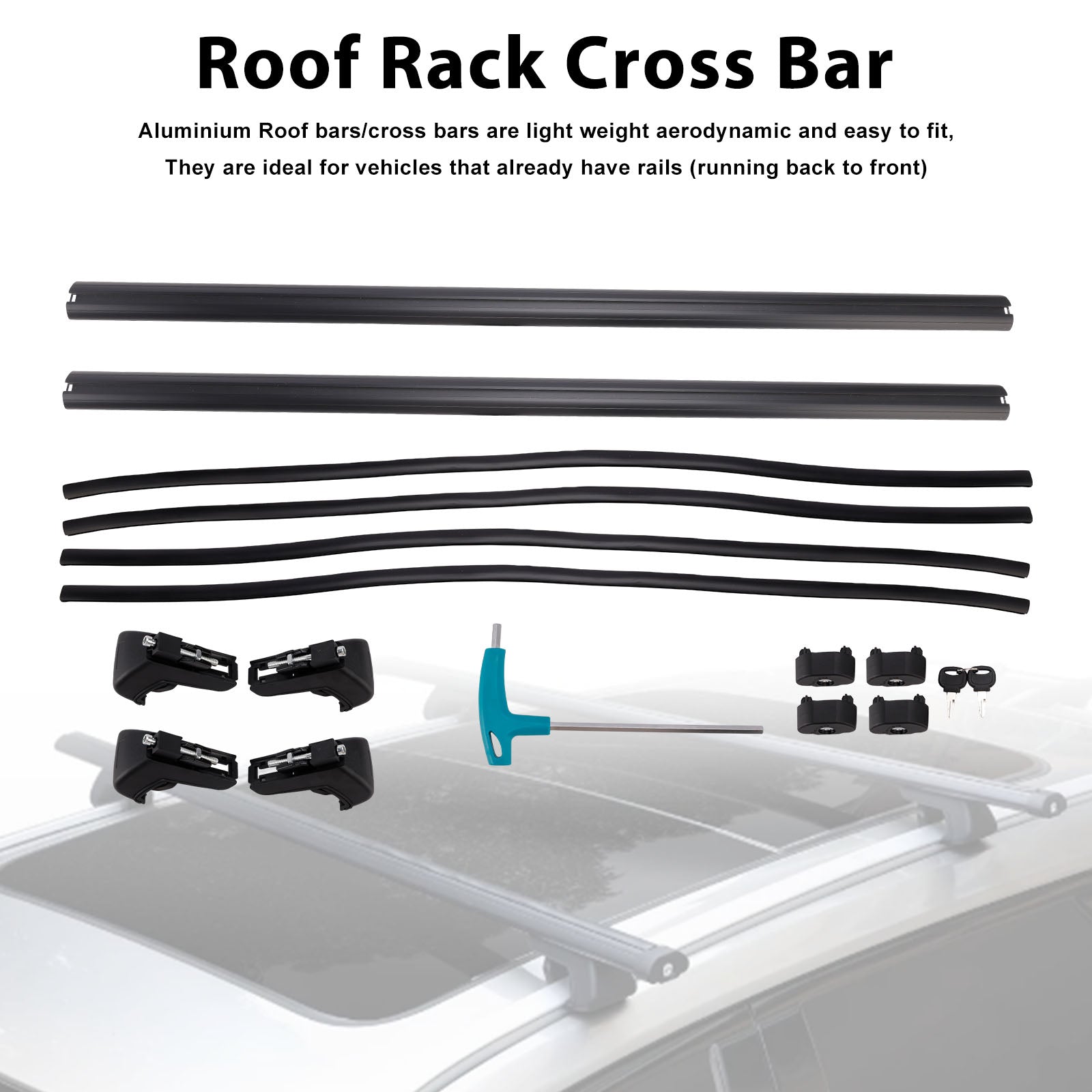 135CM Universal Aluminium Car Roof Rack Luggage Carrier Cross Bar Rail Lockable