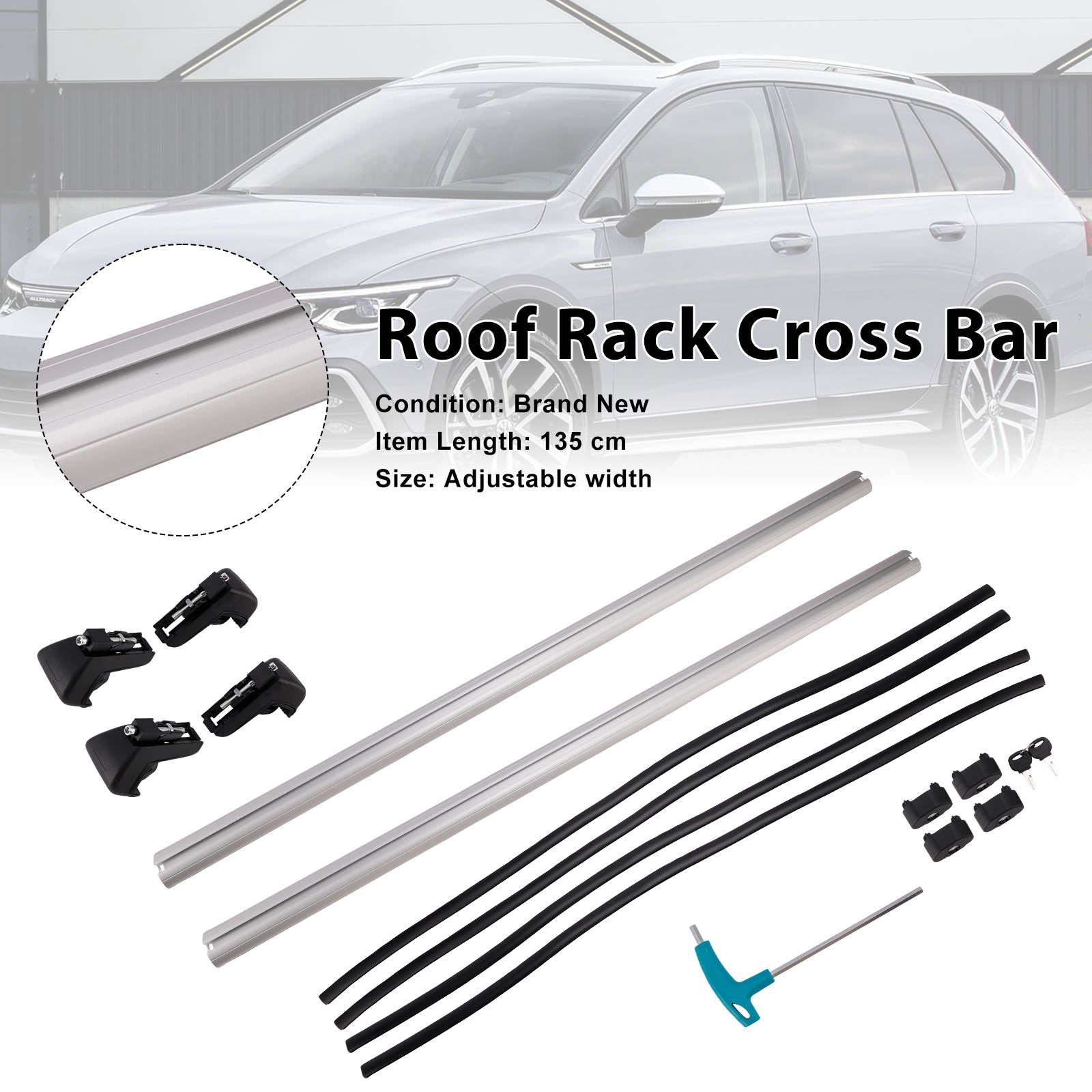 Universal Aluminium Car Roof Rack Luggage Carrier Cross Bar Rail Lockable 135CM