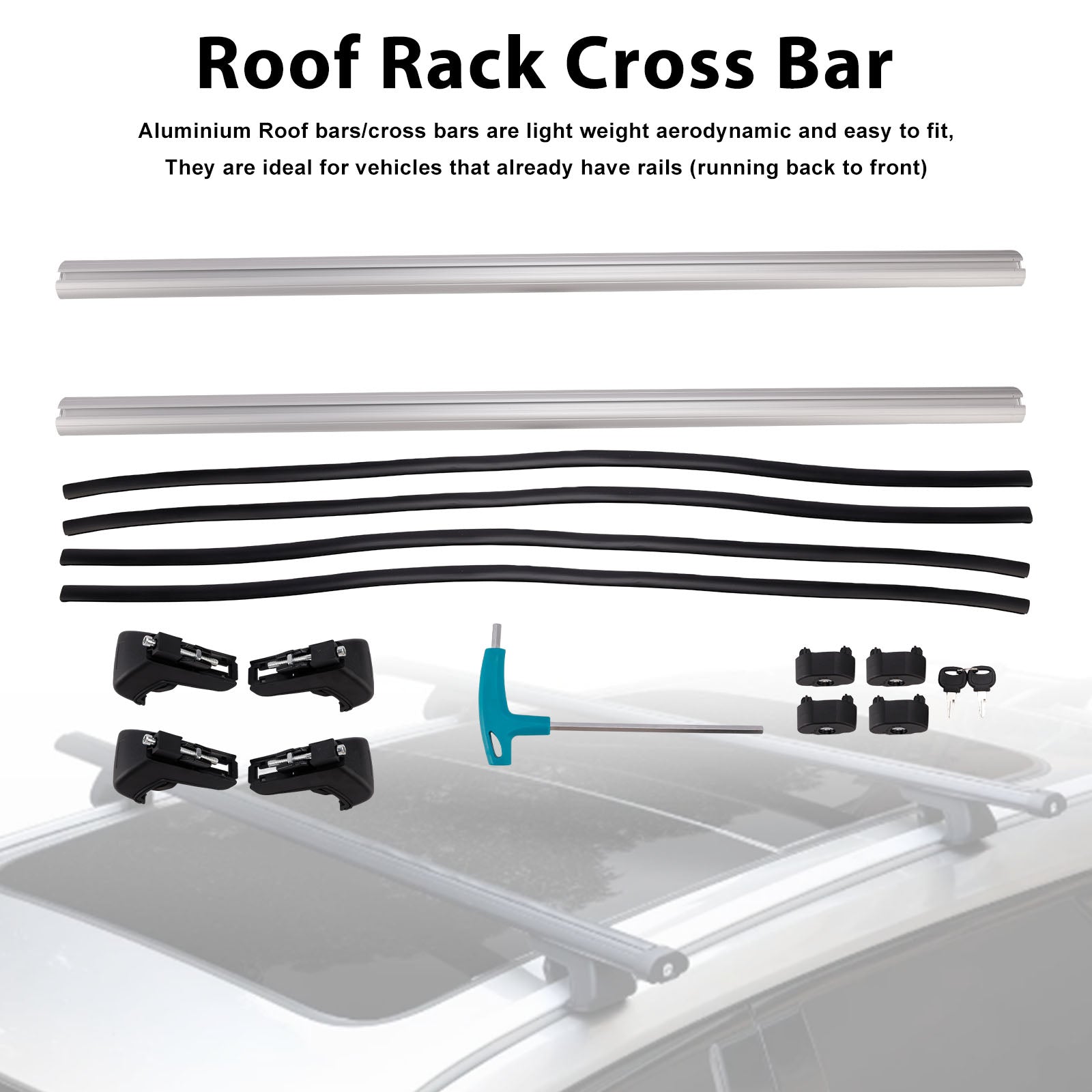 Universal Aluminium Car Roof Rack Luggage Carrier Cross Bar Rail Lockable 135CM