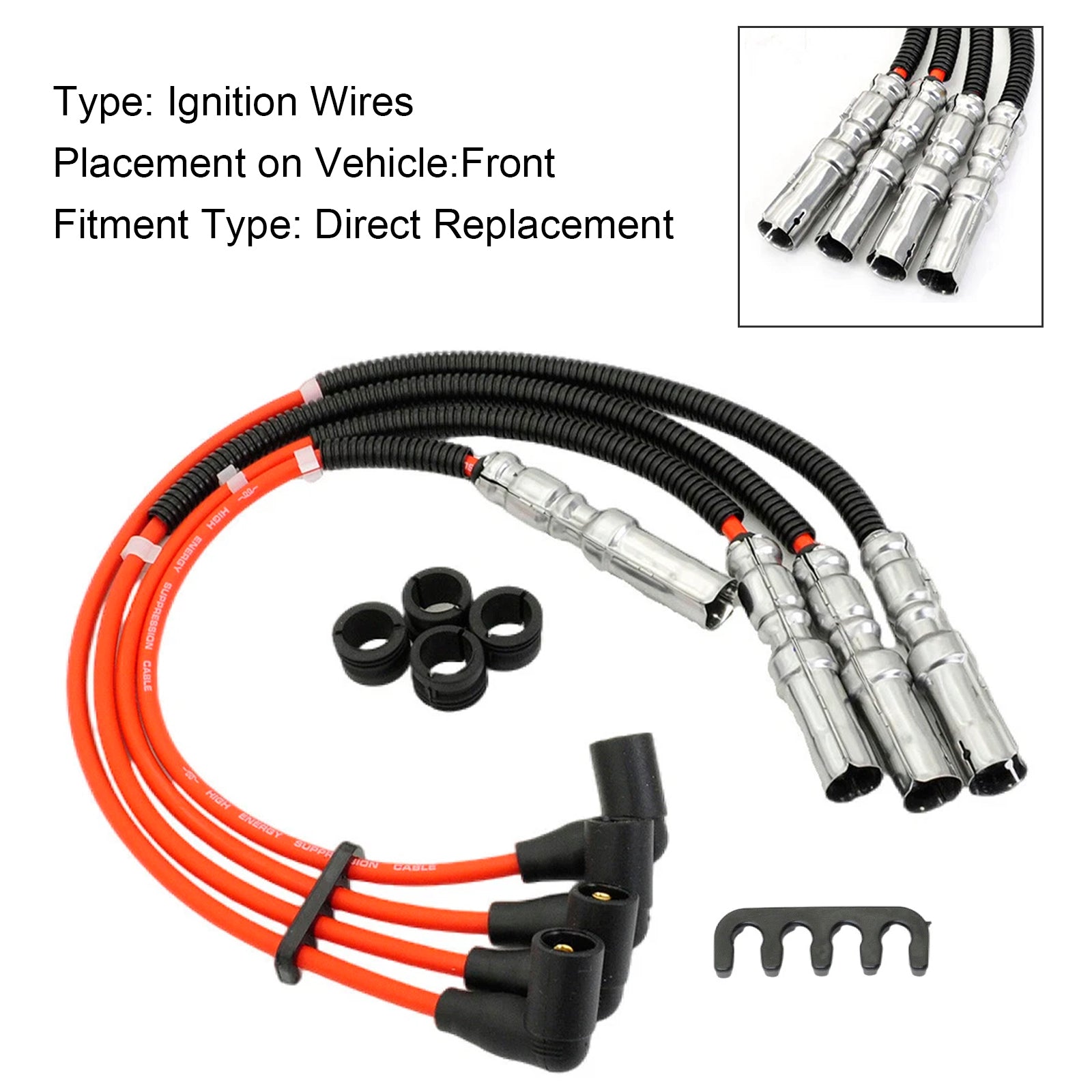 8mm Spark Plug Wire Kit 063905431A For VW Beetle Bora Golf GTI Jetta 2.0L