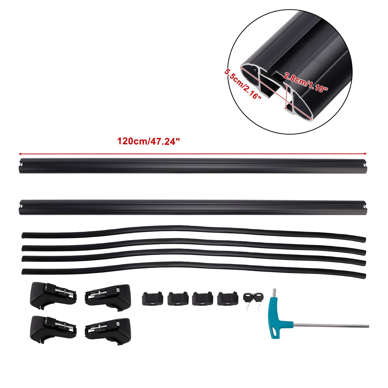 120CM Universal Aluminium Car Roof Rack Luggage Carrier Cross Bar Rail Lockable
