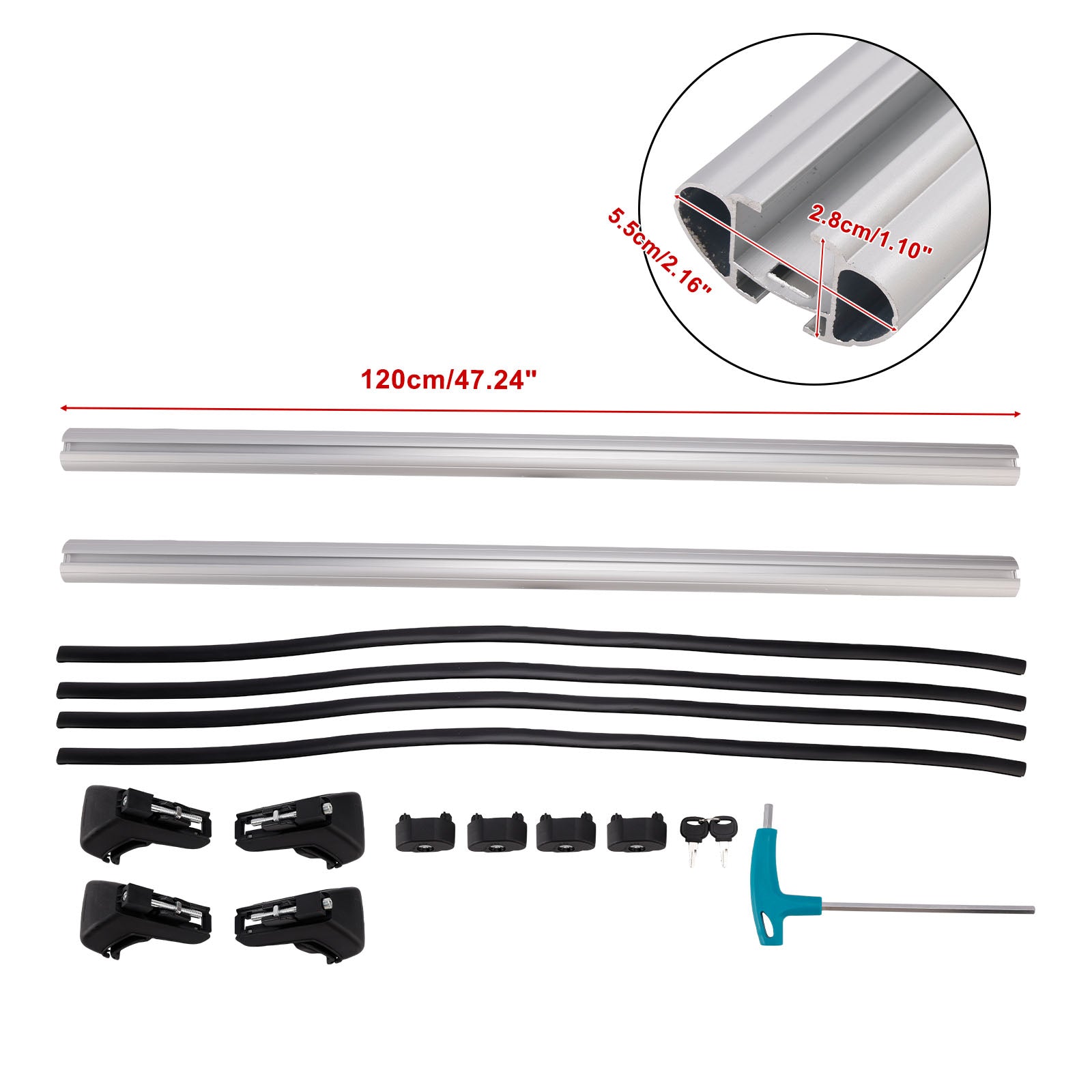 Universal Aluminium Car Roof Rack Luggage Carrier Cross Bar Rail Lockable 120CM