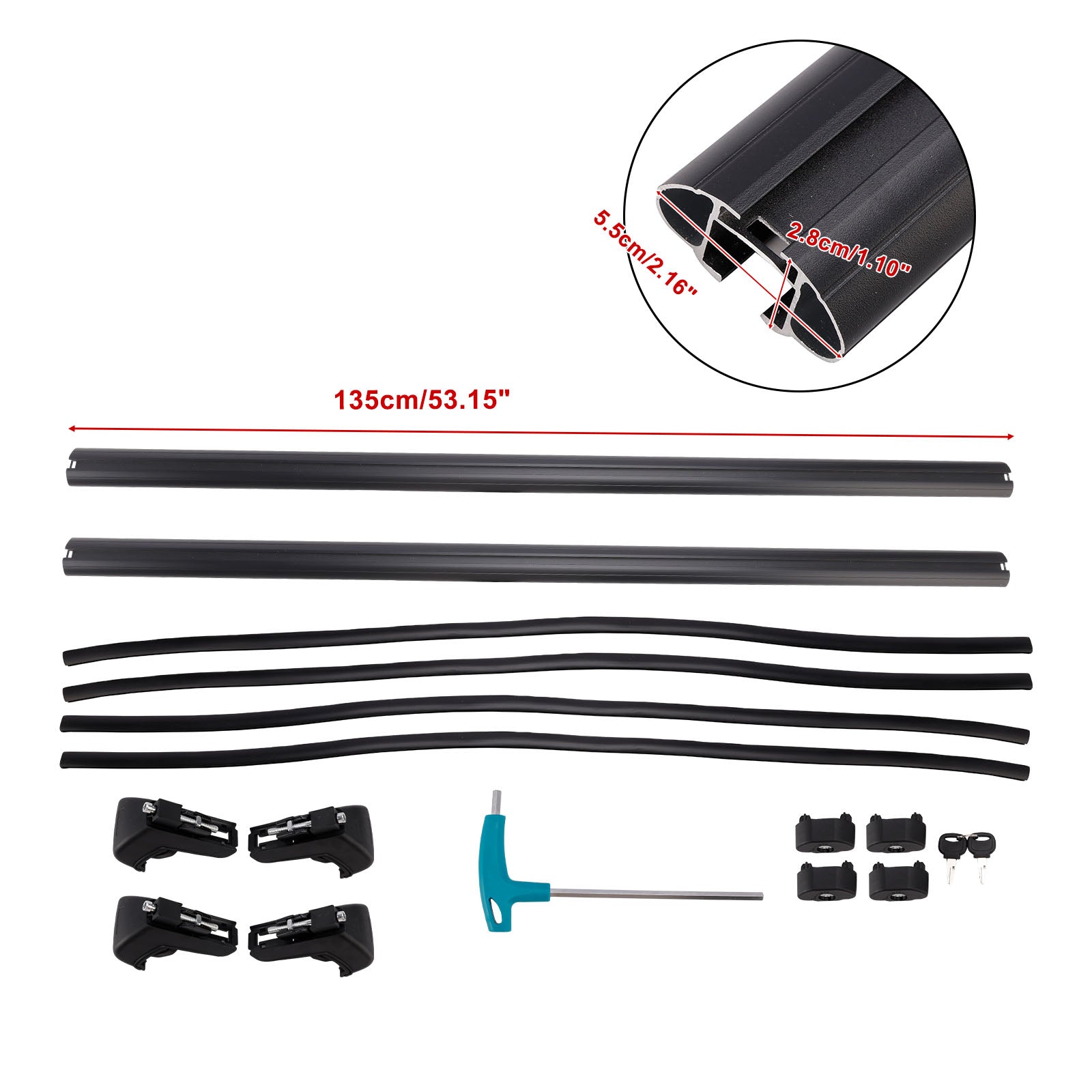 135CM Universal Aluminium Car Roof Rack Luggage Carrier Cross Bar Rail Lockable