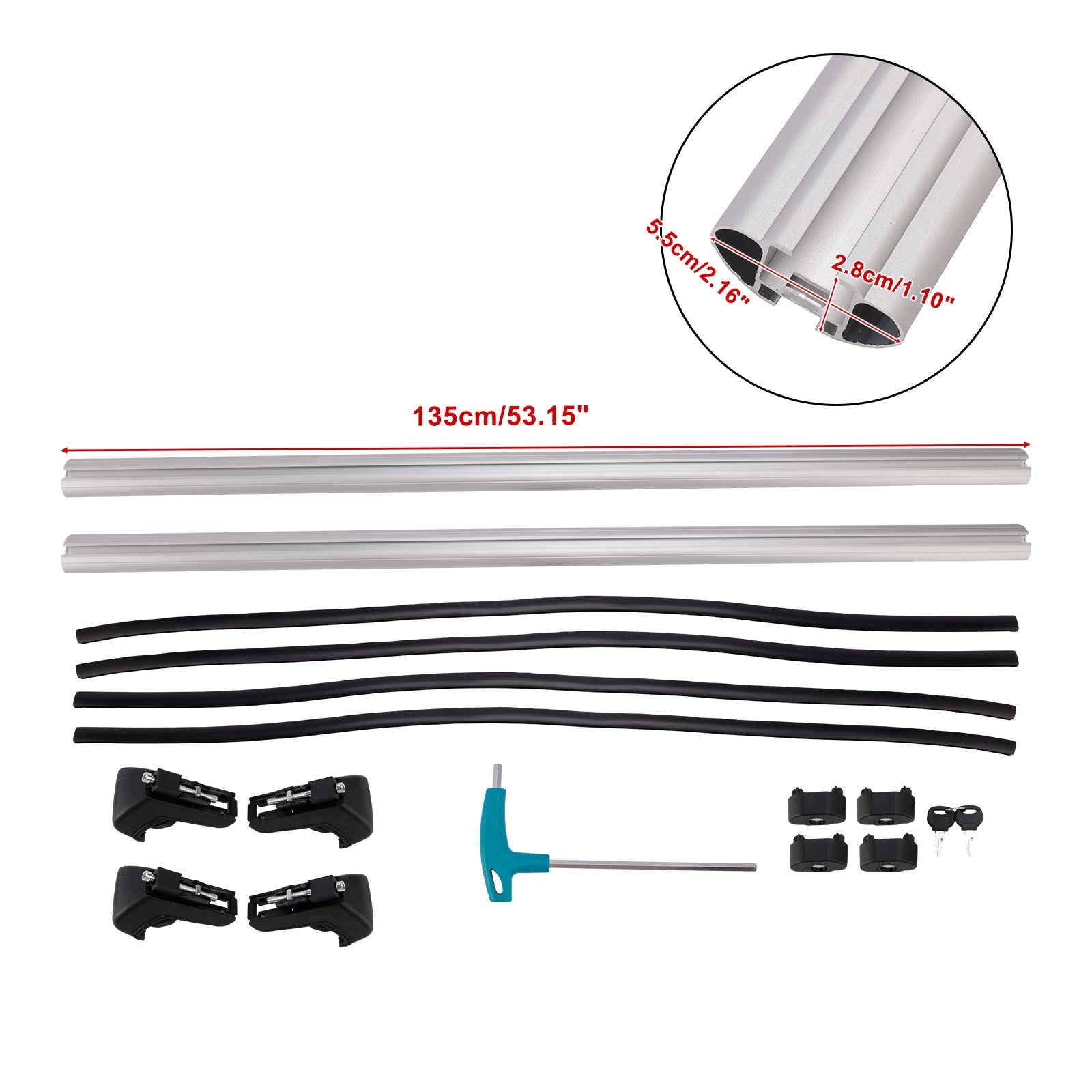 Universal Aluminium Car Roof Rack Luggage Carrier Cross Bar Rail Lockable 135CM