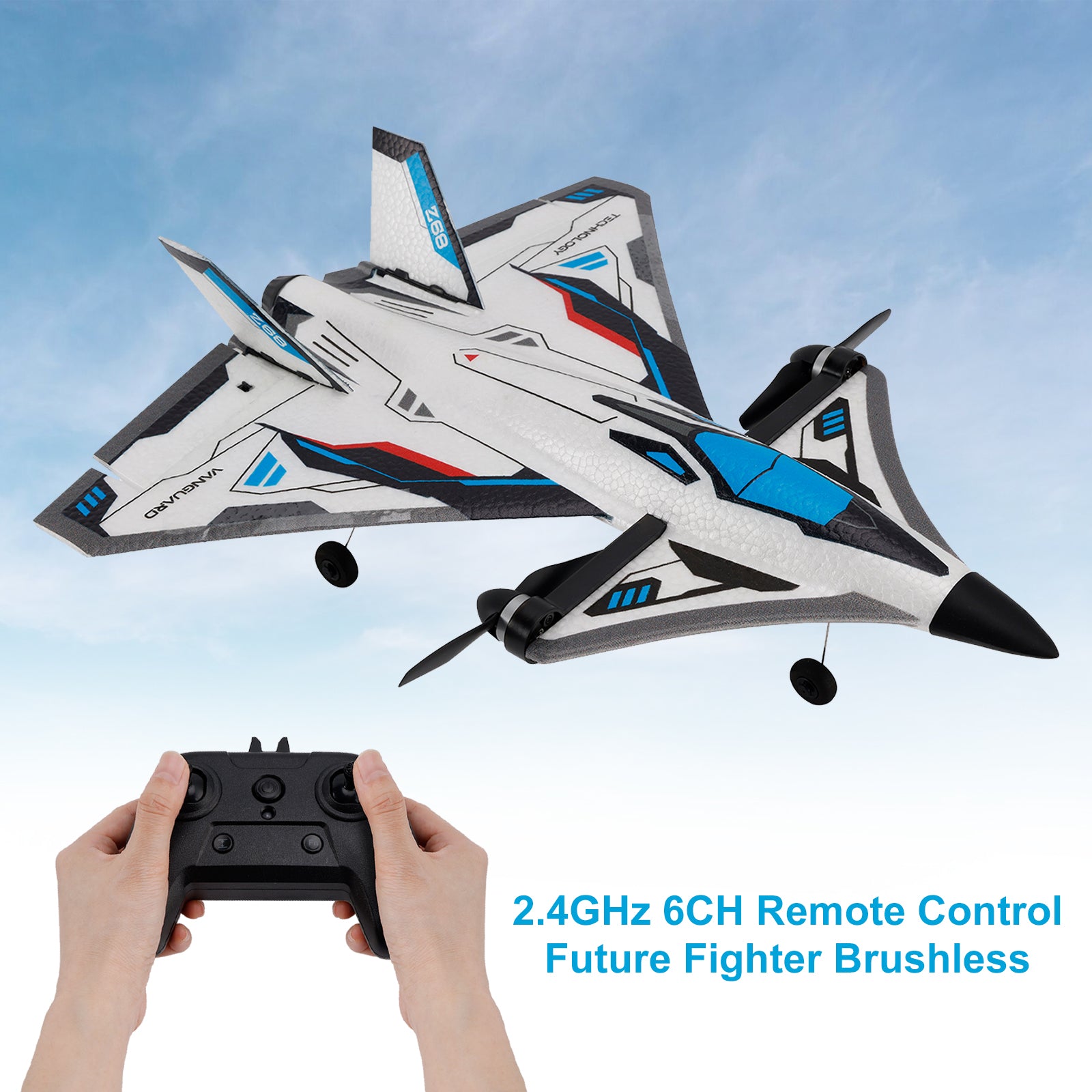 Z68 2.4GHz 6CH Remote Control Future Fighter Brushless With Light 2 Batteries