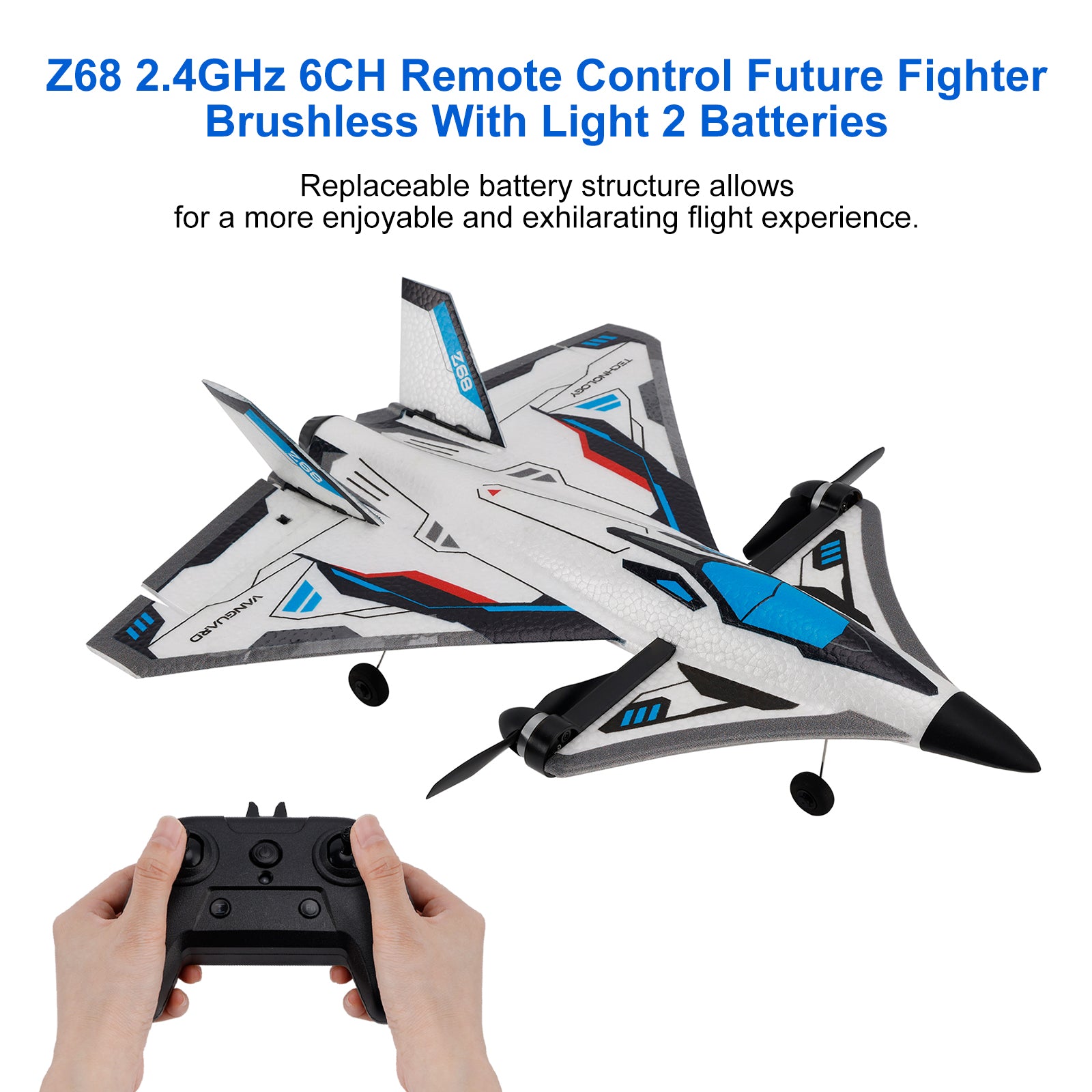 Z68 2.4GHz 6CH Remote Control Future Fighter Brushless With Light 2 Batteries