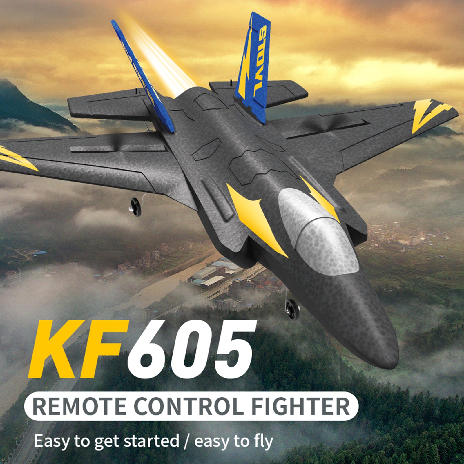 KF605 2.4GHz 4CH Remote Control Glider Airplane Toy Gift With 2 Batteries Black