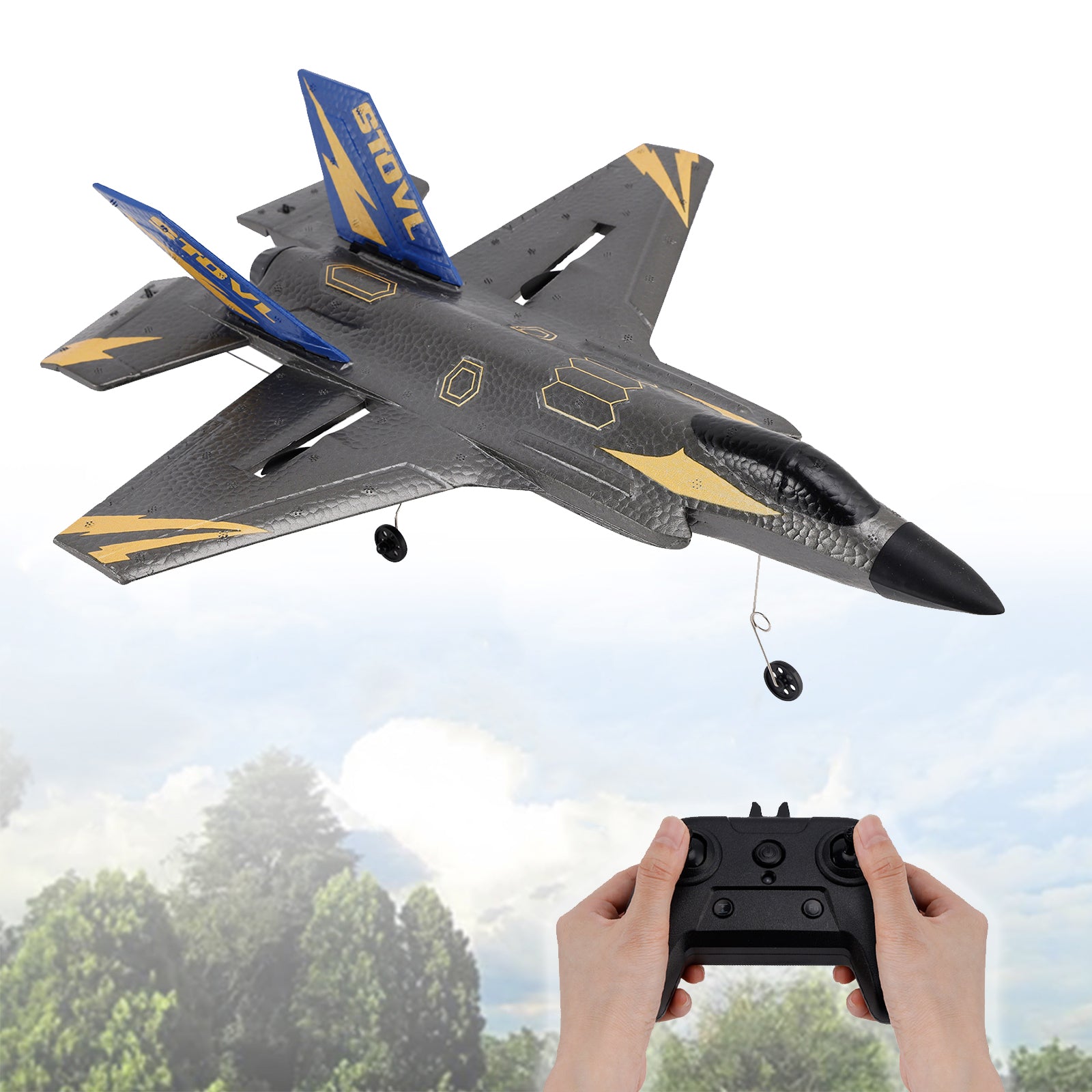 KF605 2.4GHz 4CH Remote Control Glider Airplane Toy Gift With 2 Batteries Black