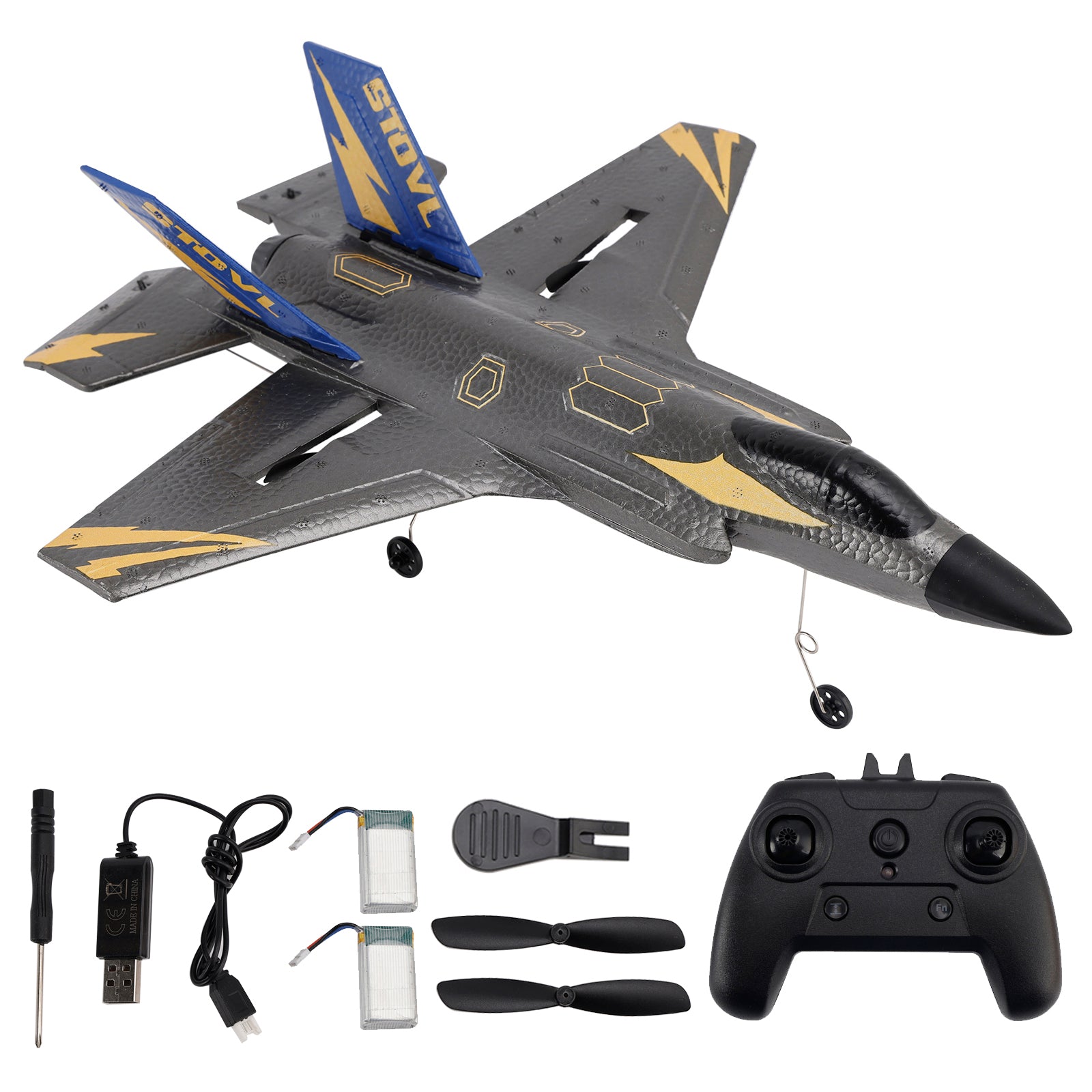 KF605 2.4GHz 4CH Remote Control Glider Airplane Toy Gift With 2 Batteries Black