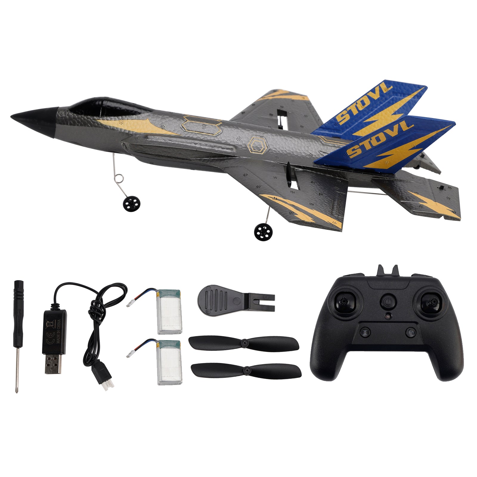 KF605 2.4GHz 4CH Remote Control Glider Airplane Toy Gift With 2 Batteries Black